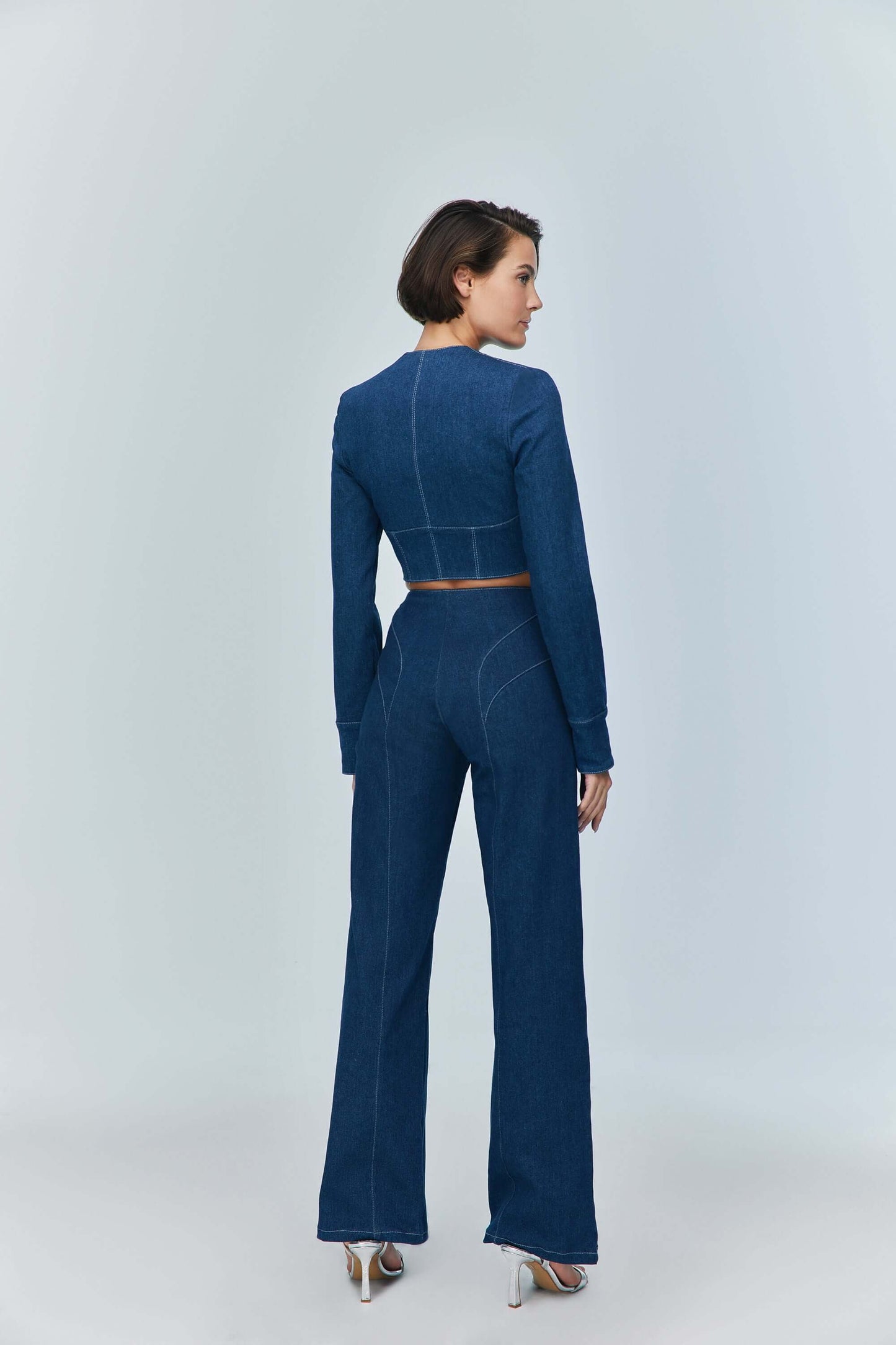 JENDUE Myla Corset Denim Top - Stylish & Structured