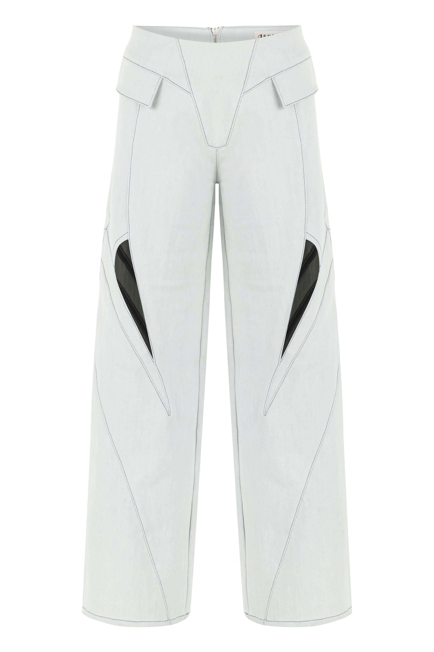 JENDUE Myla Light Denim Jean - Unique Cut-Outs & Wide Leg