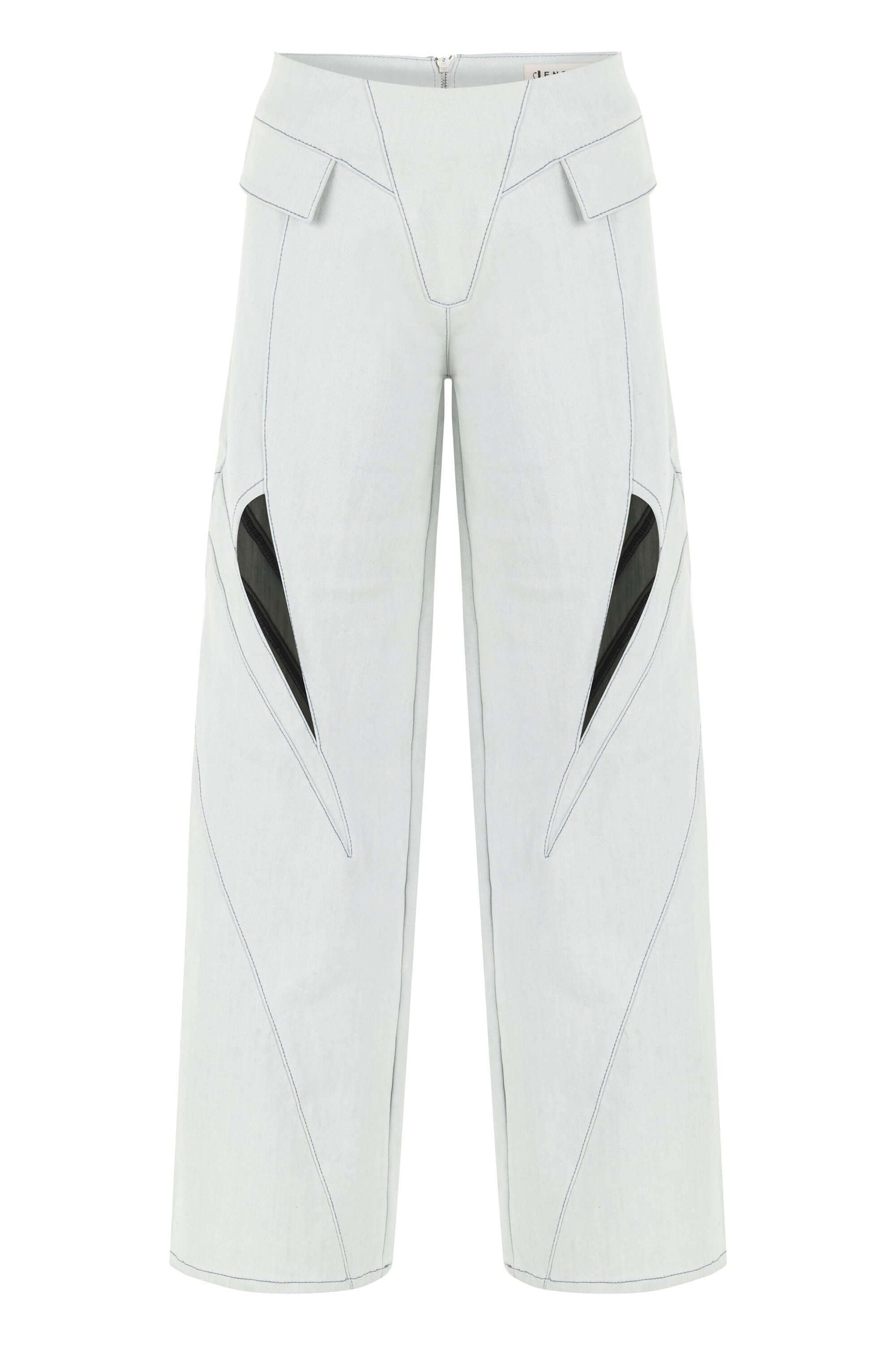 JENDUE Myla Light Denim Jean - Unique Cut-Outs & Wide Leg