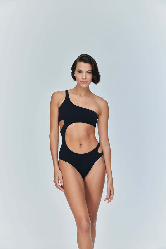 JENDUE Ocean Cutout Swimwear - One-Shoulder Monokini