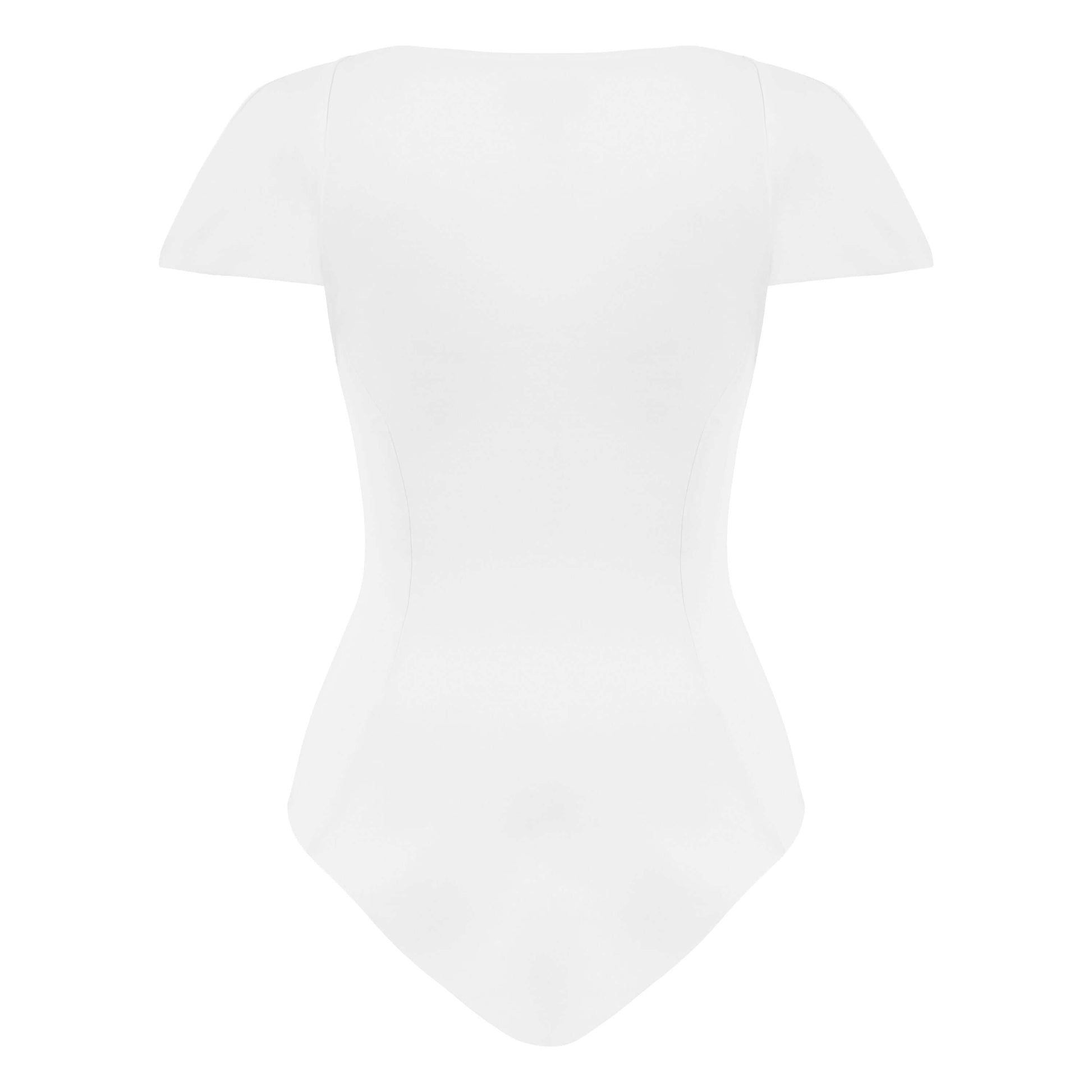 JENDUE Otara White Denim Bodysuit - Stylish Cut-Outs