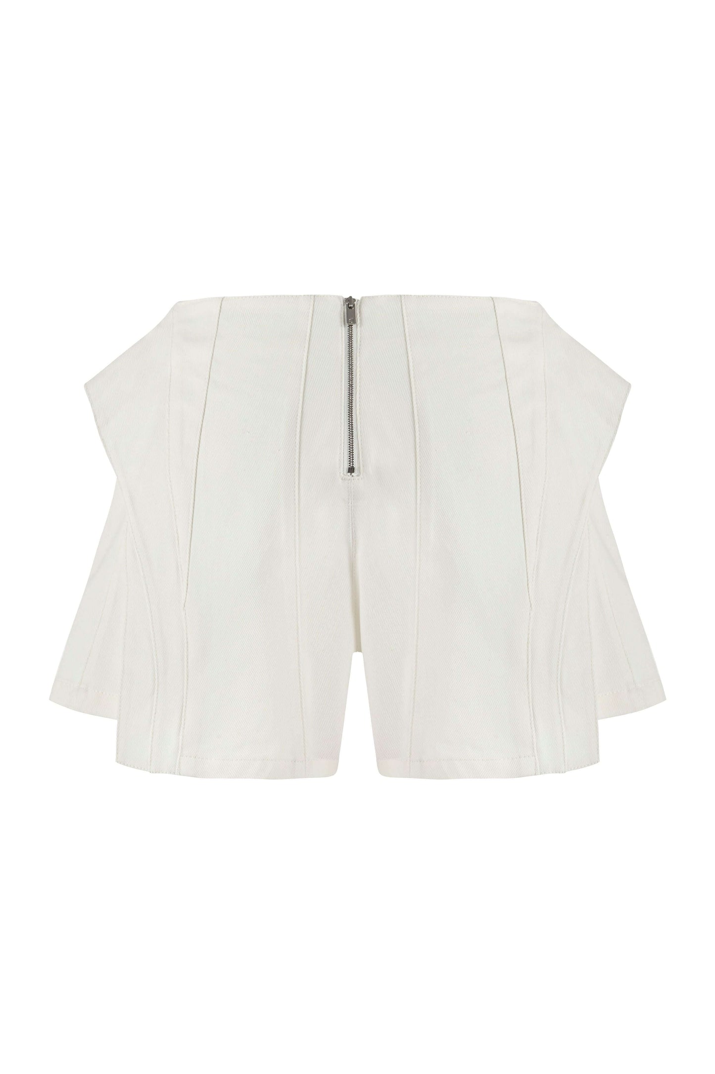 JENDUE Ron 3D Denim Mini Short - White Sculptural Design