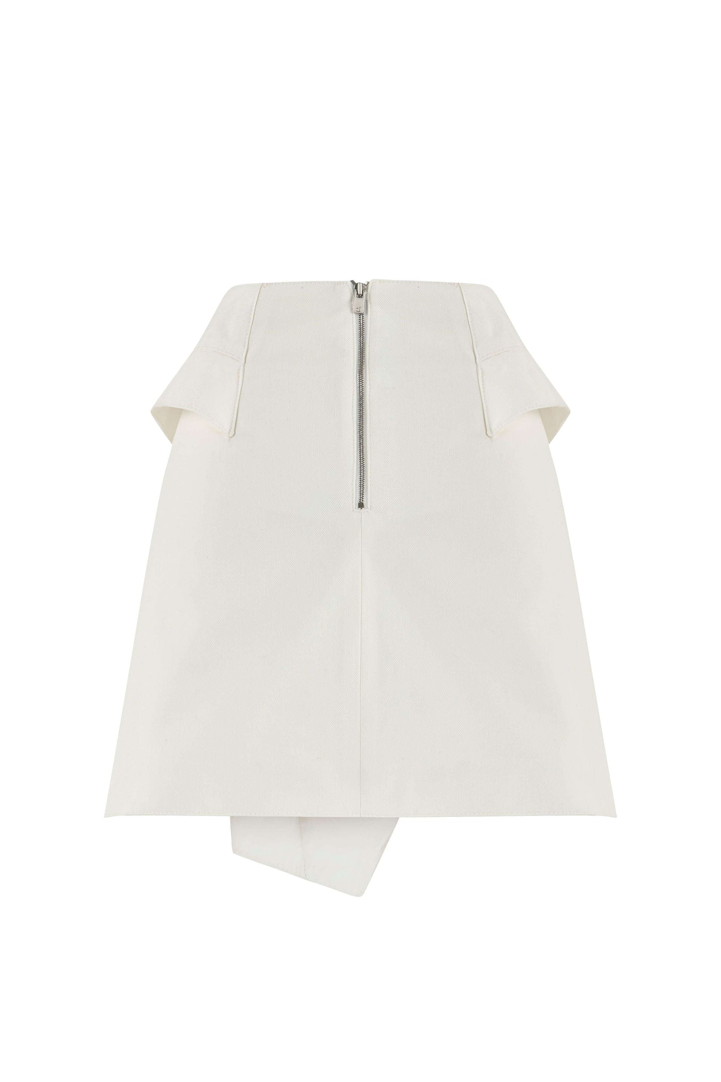 JENDUE Ron 3D Denim Mini Skirt - Unique White Asymmetrical