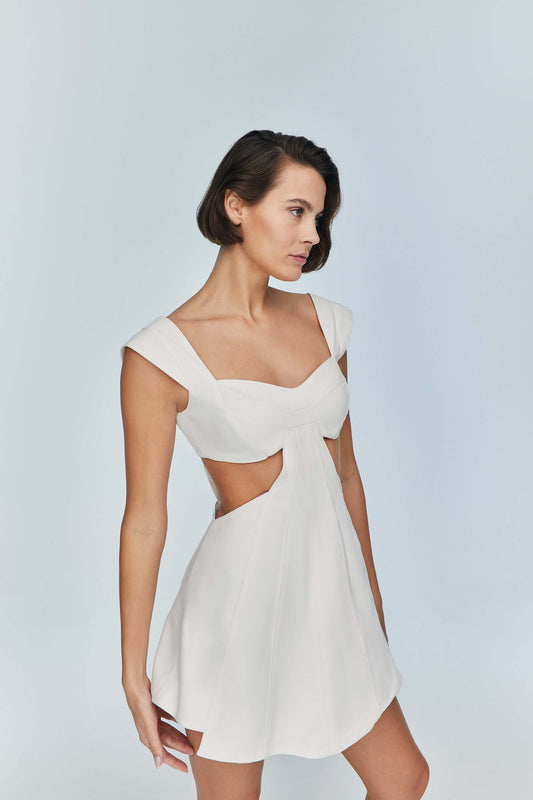 JENDUE Ron White Cut Out Denim Mini Dress - Modern & Chic