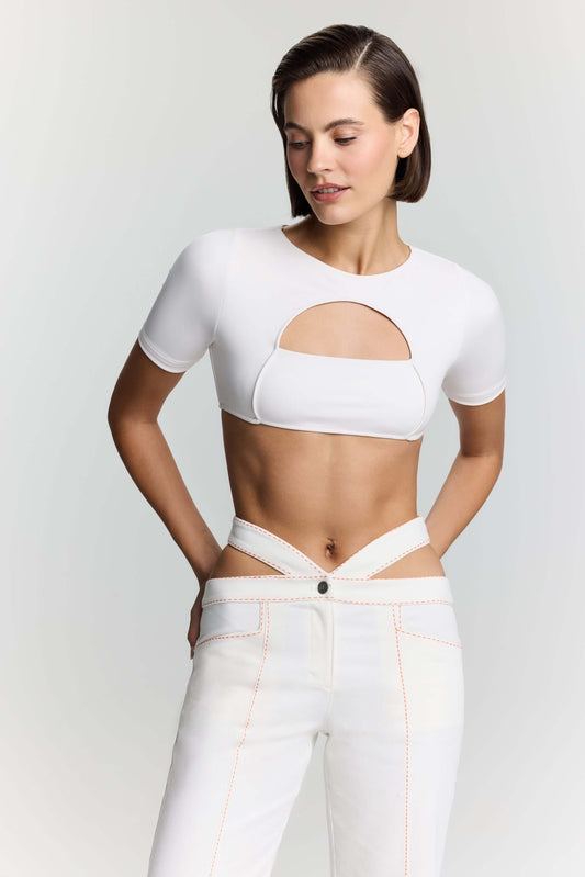 JENDUE Ronny Denim Jersey Crop Top - Stylish & Comfy