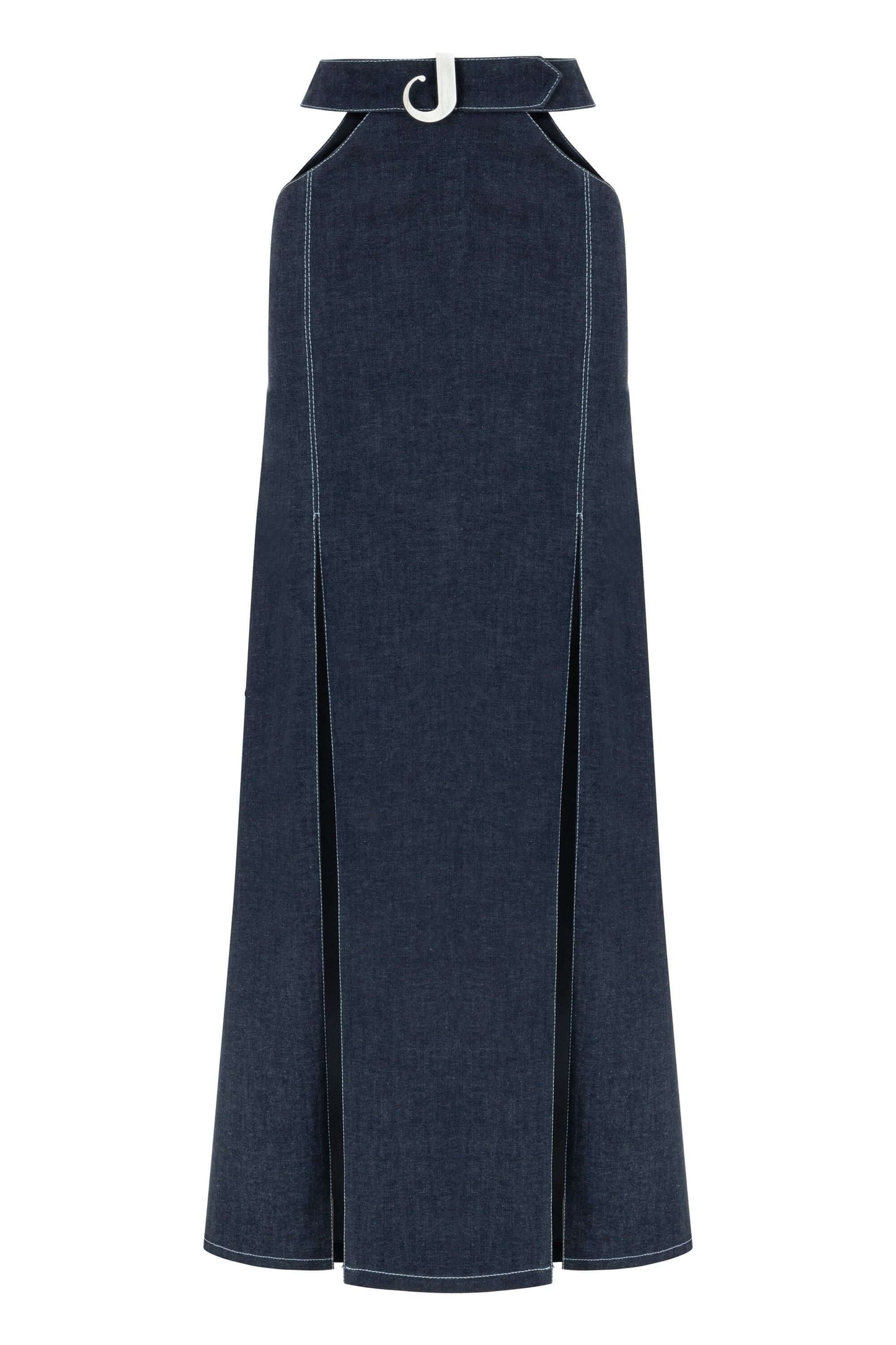 JENDUE Siena Maxi Denim Skirt - High-Waisted A-Line Blue
