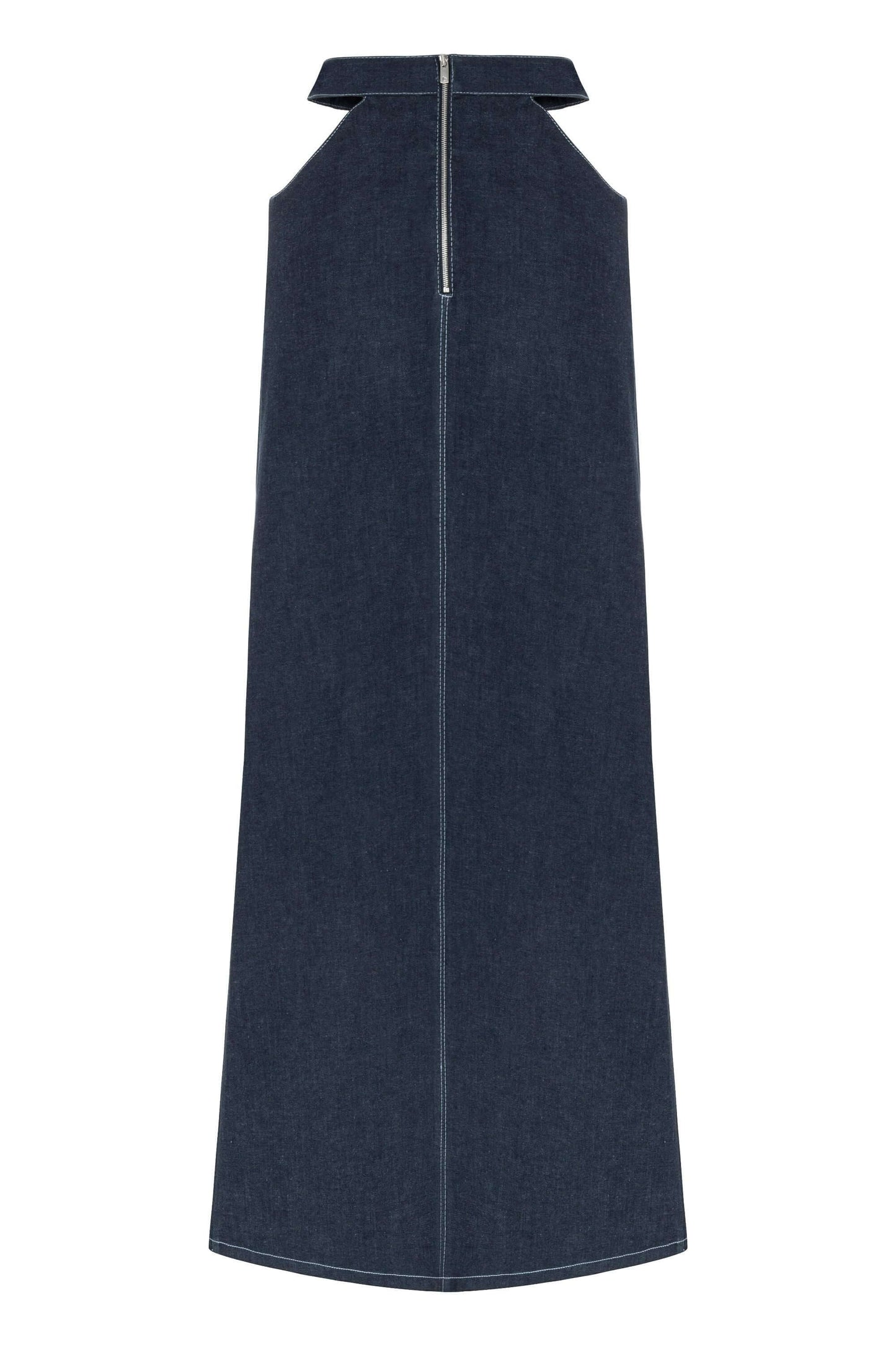 JENDUE Siena Maxi Denim Skirt - High-Waisted A-Line Blue