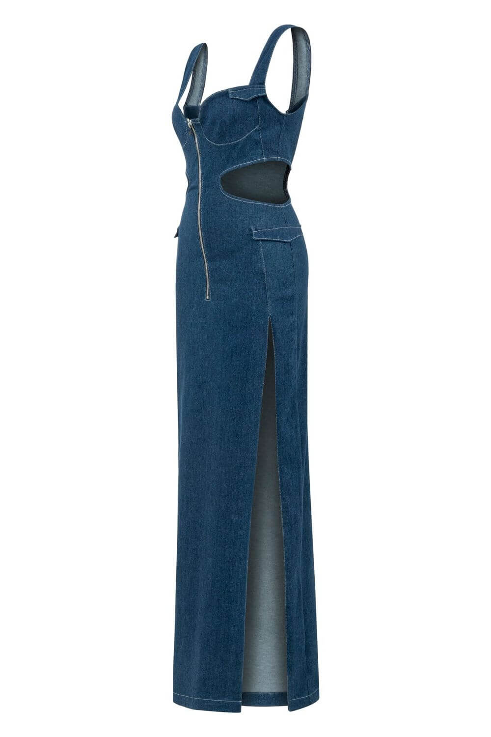 JENDUE Sosa Denim Maxi Dress - Stylish Cutout Jean Dress