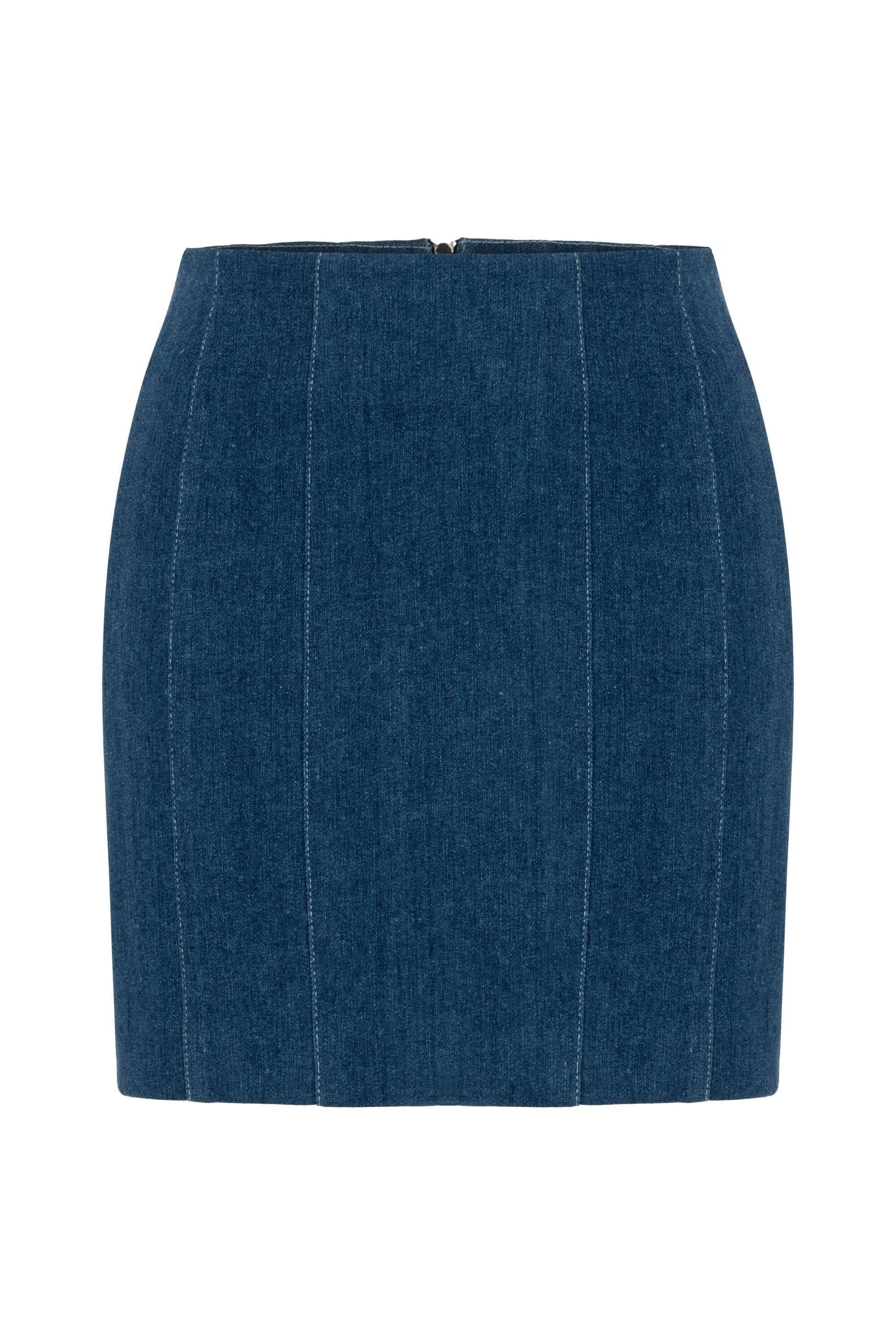 JENDUE Sosa Denim Skirt - High-Waisted Blue Mini Skirt