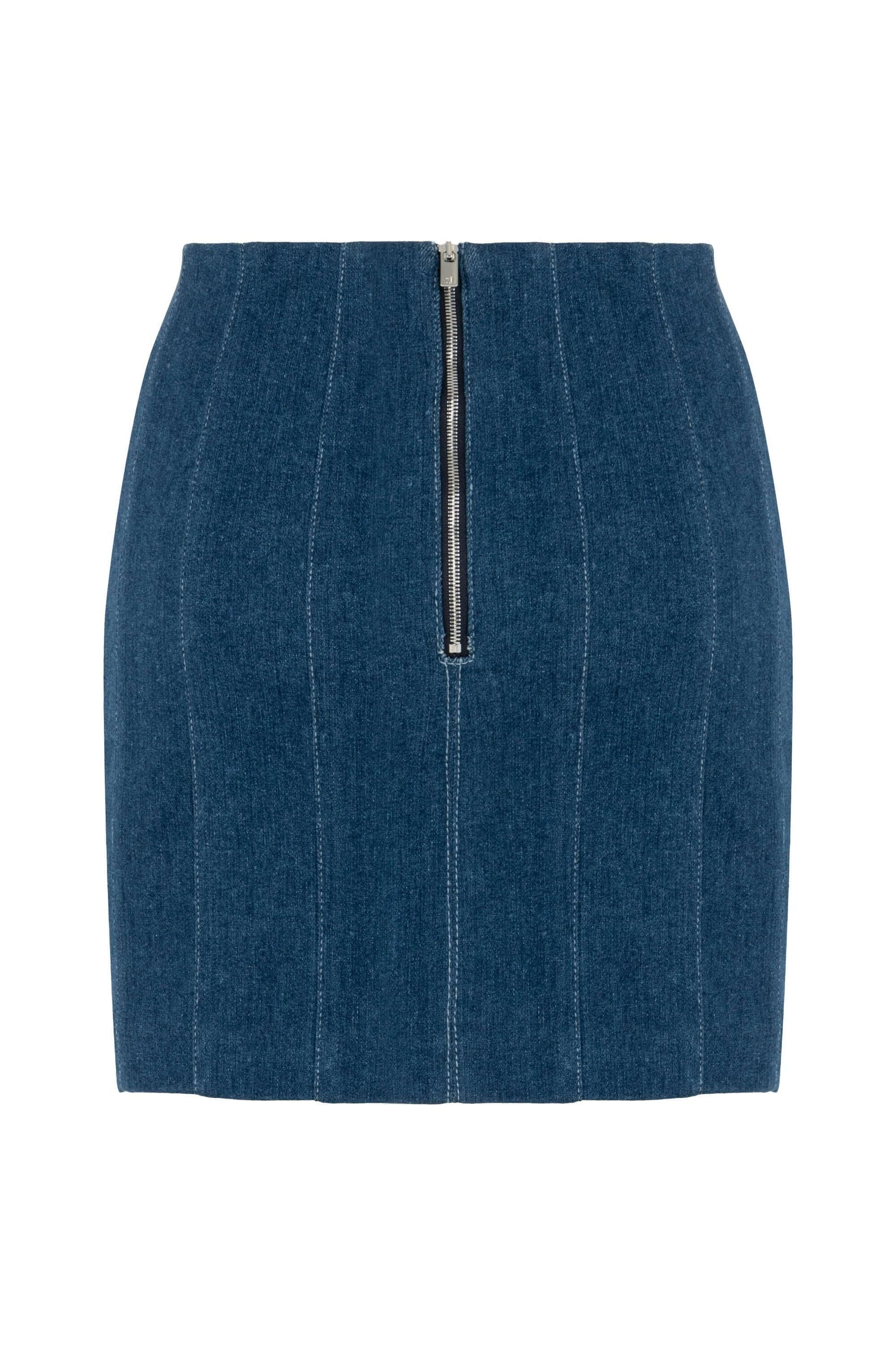 JENDUE Sosa Denim Skirt - High-Waisted Blue Mini Skirt