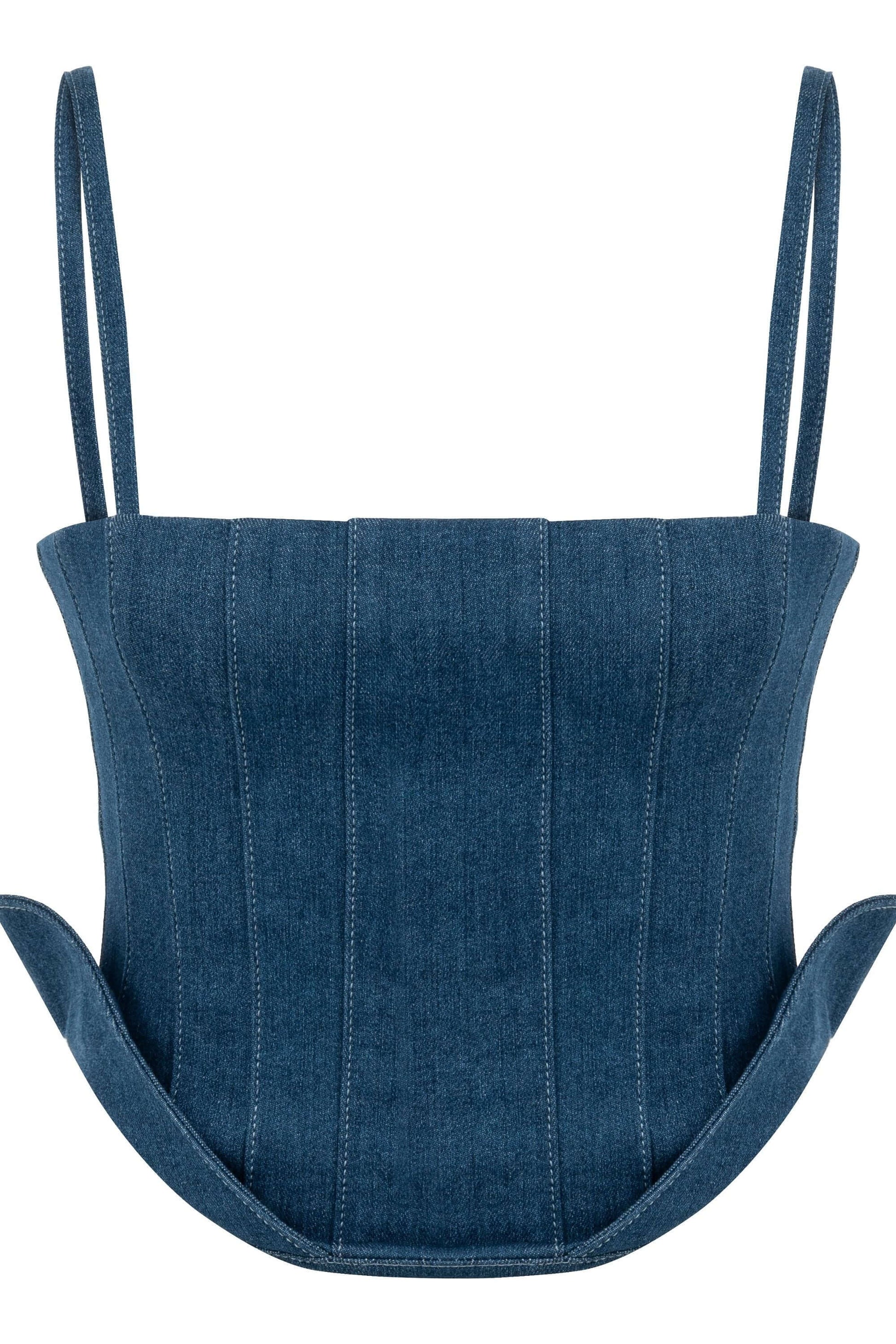 JENDUE Sosa Denim Top - Strapless Denim Corset