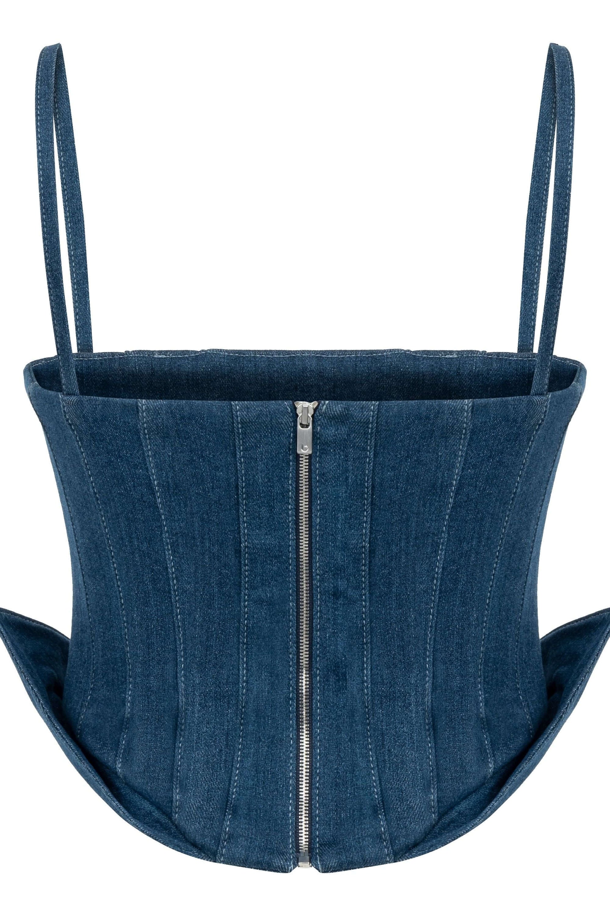 JENDUE Sosa Denim Top - Strapless Denim Corset