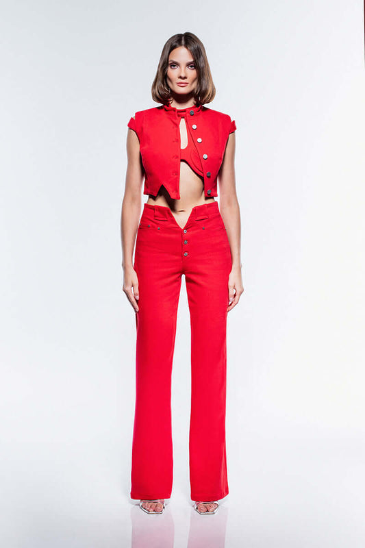JENDUE Soul Flame Denim Crop Top
