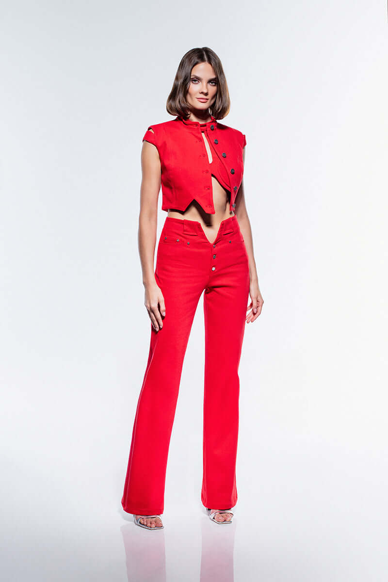 JENDUE Soul Flame Denim Jean - High-Waist Front Buttons