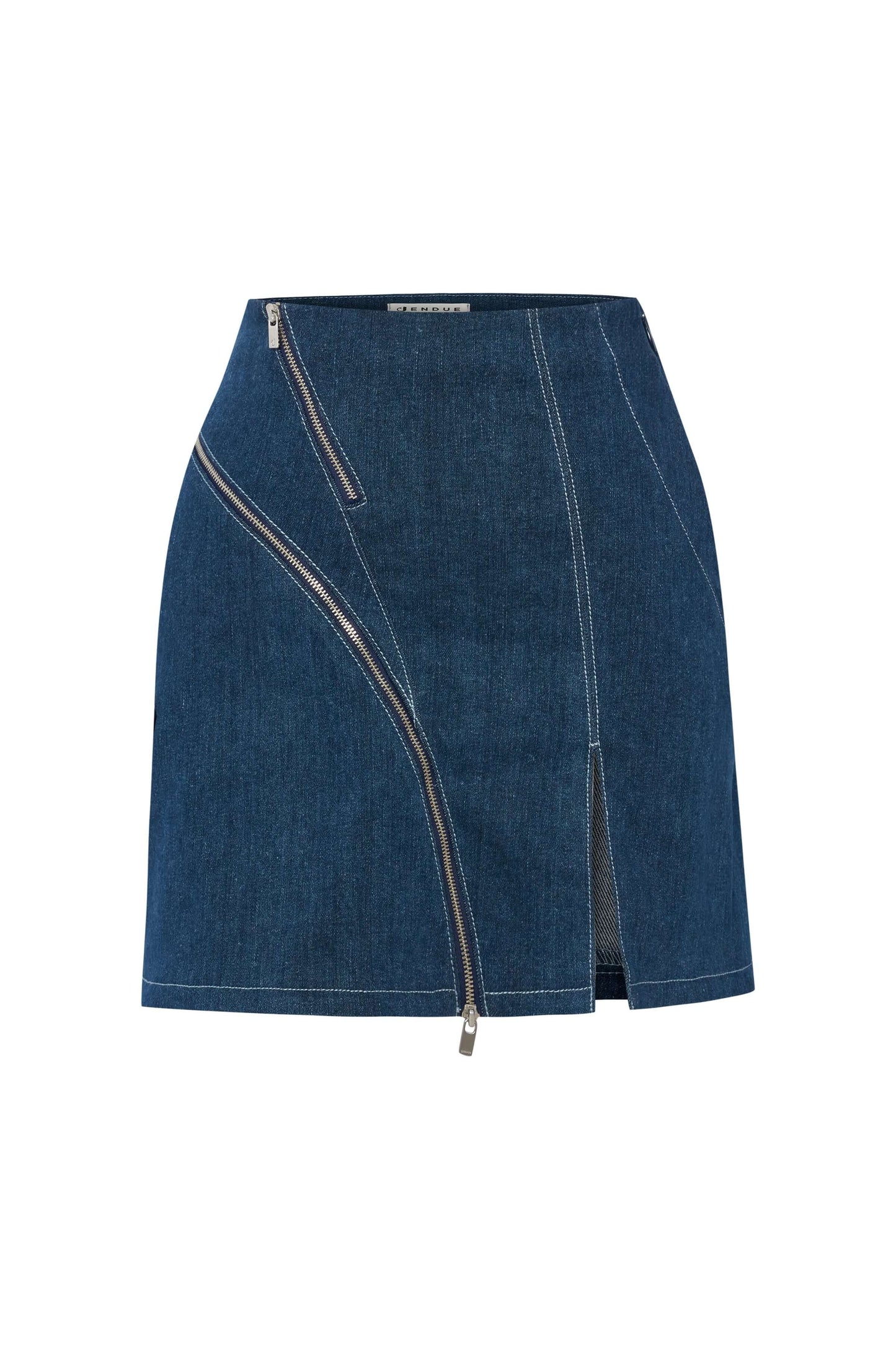 JENDUE Spin Denim Skirt - Stylish A-Line Mini with Zipper