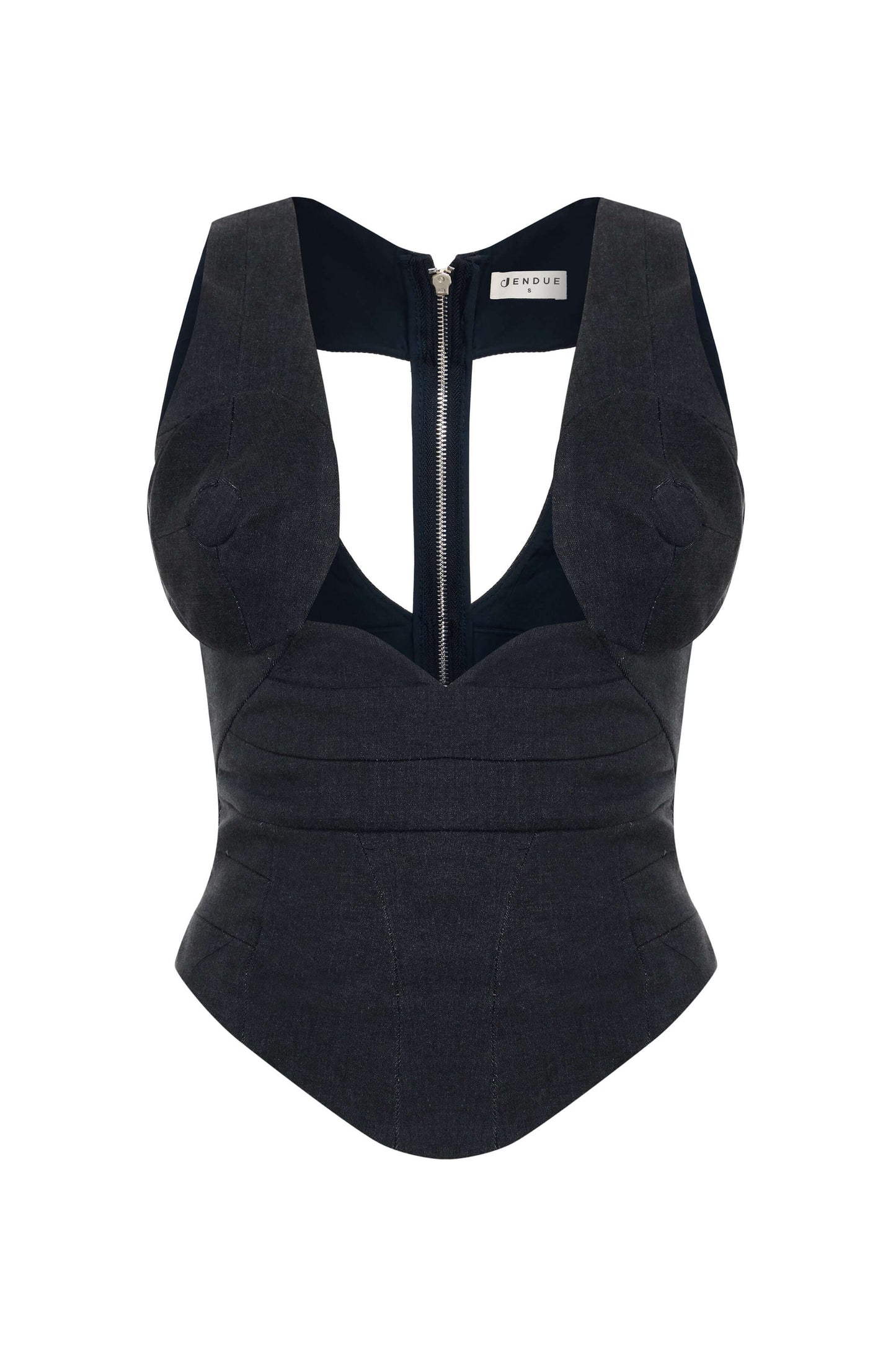 JENDUE Stelly Denim Top V-Neck Corset