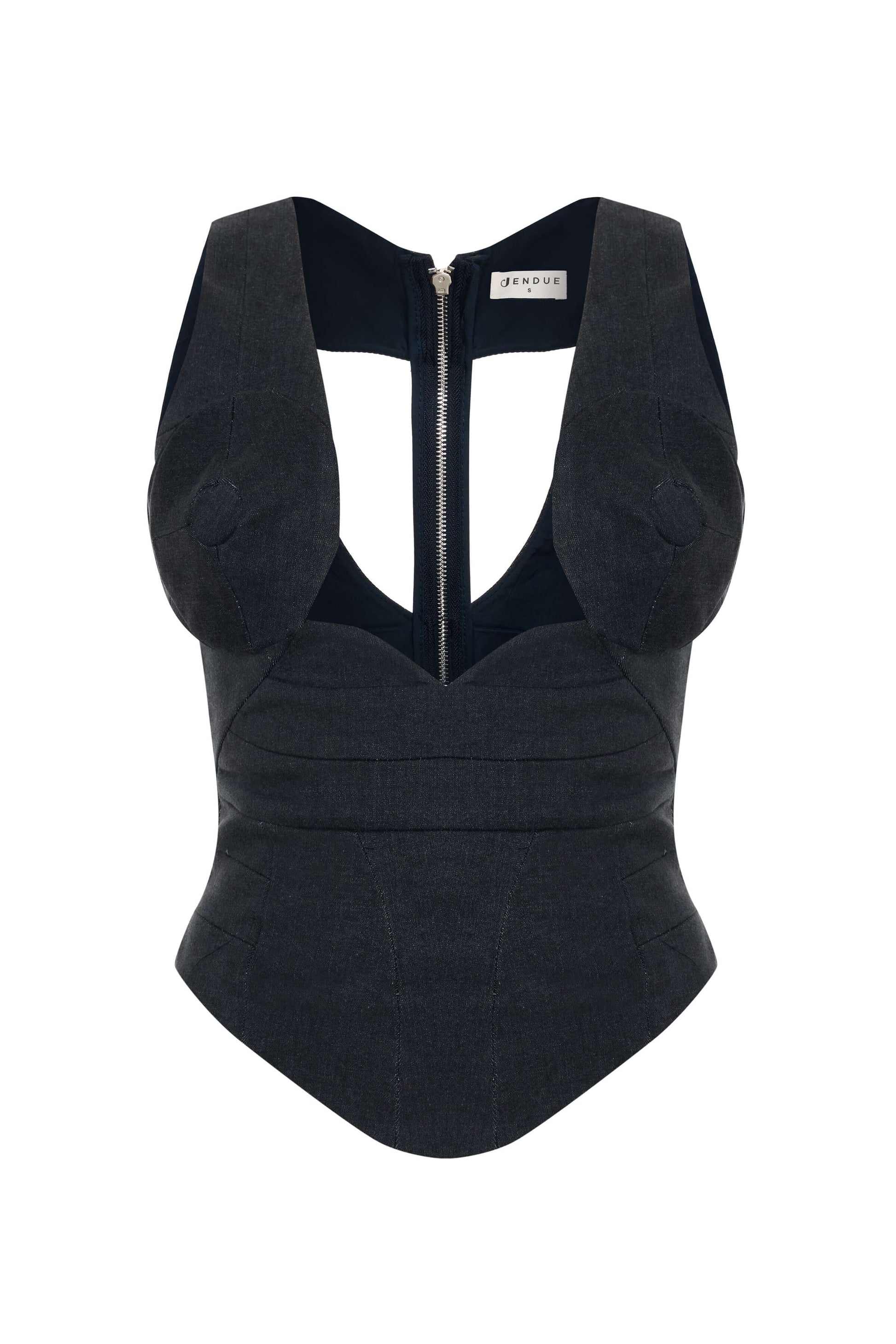 JENDUE Stelly Denim Top V-Neck Corset