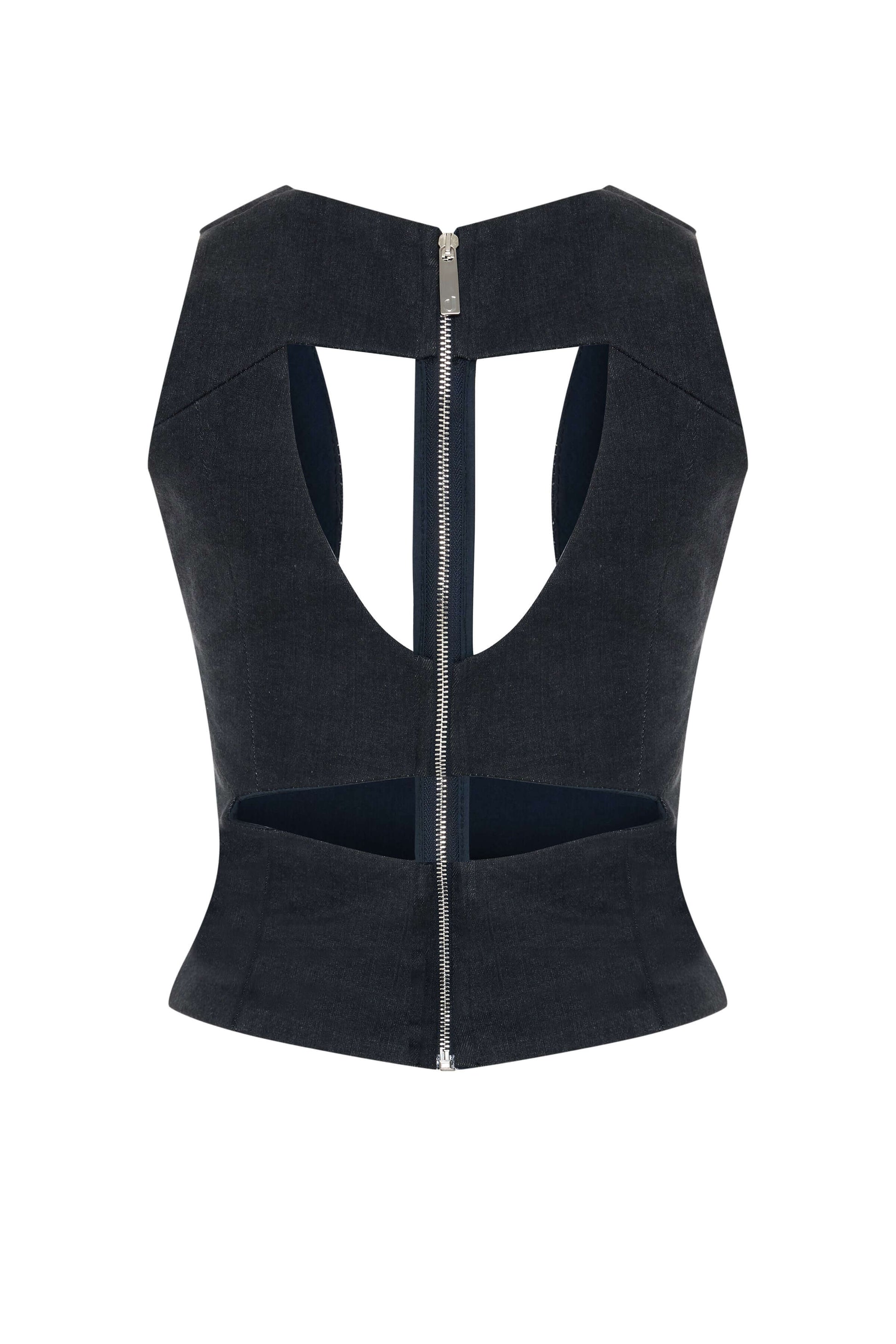 JENDUE Stelly Denim Top V-Neck Corset