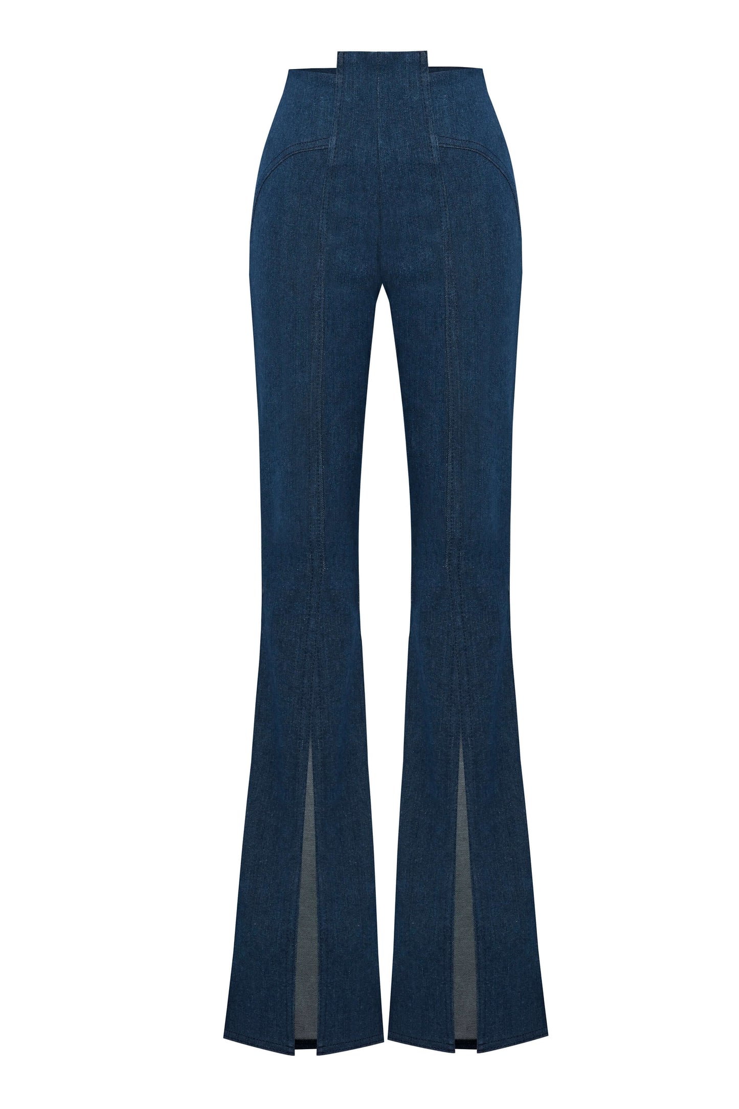 JENDUE Sublime Denim Jean - High-Waisted Flared with Slits