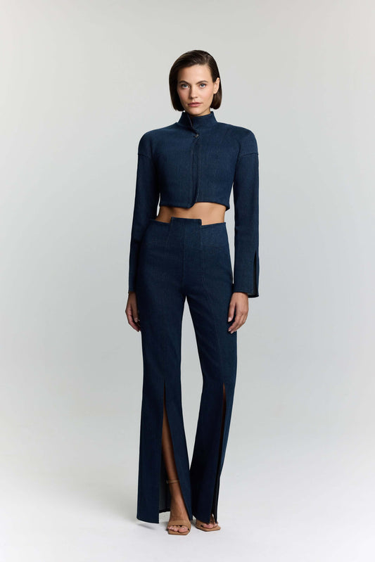 JENDUE Sublime Denim Jean - High-Waisted Flared with Slits