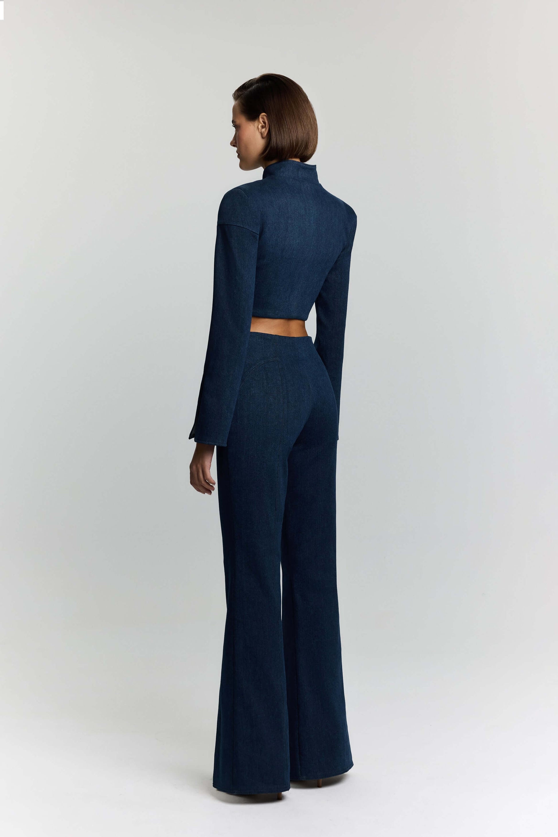 JENDUE Sublime Denim Jean - High-Waisted Flared with Slits