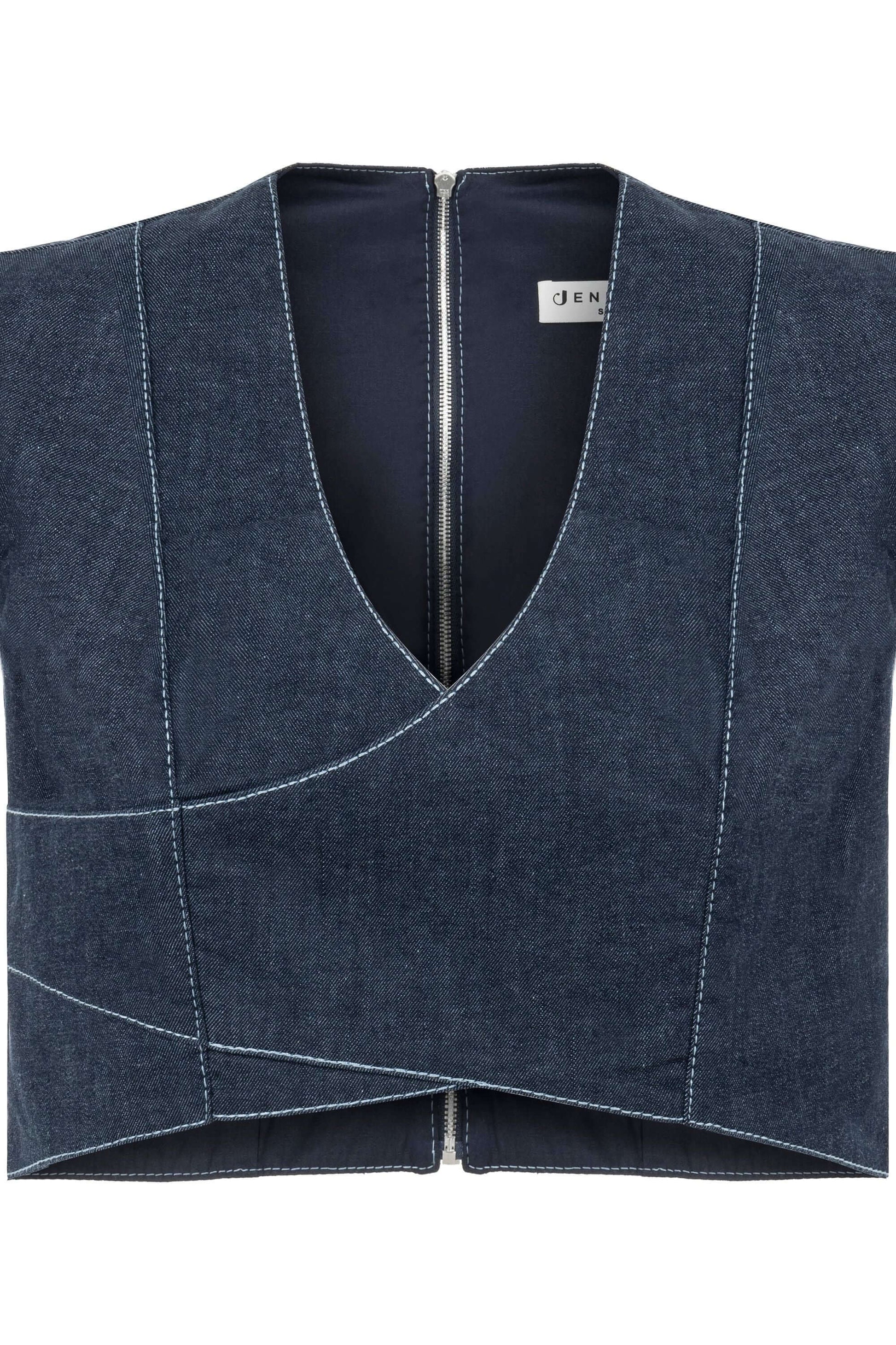 JENDUE Vonk Crop Denim Top - Stylish Women's Jean Vest