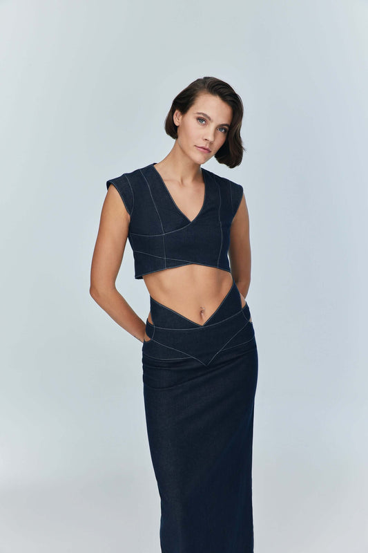 JENDUE Vonk Crop Denim Top - Stylish Women's Jean Vest