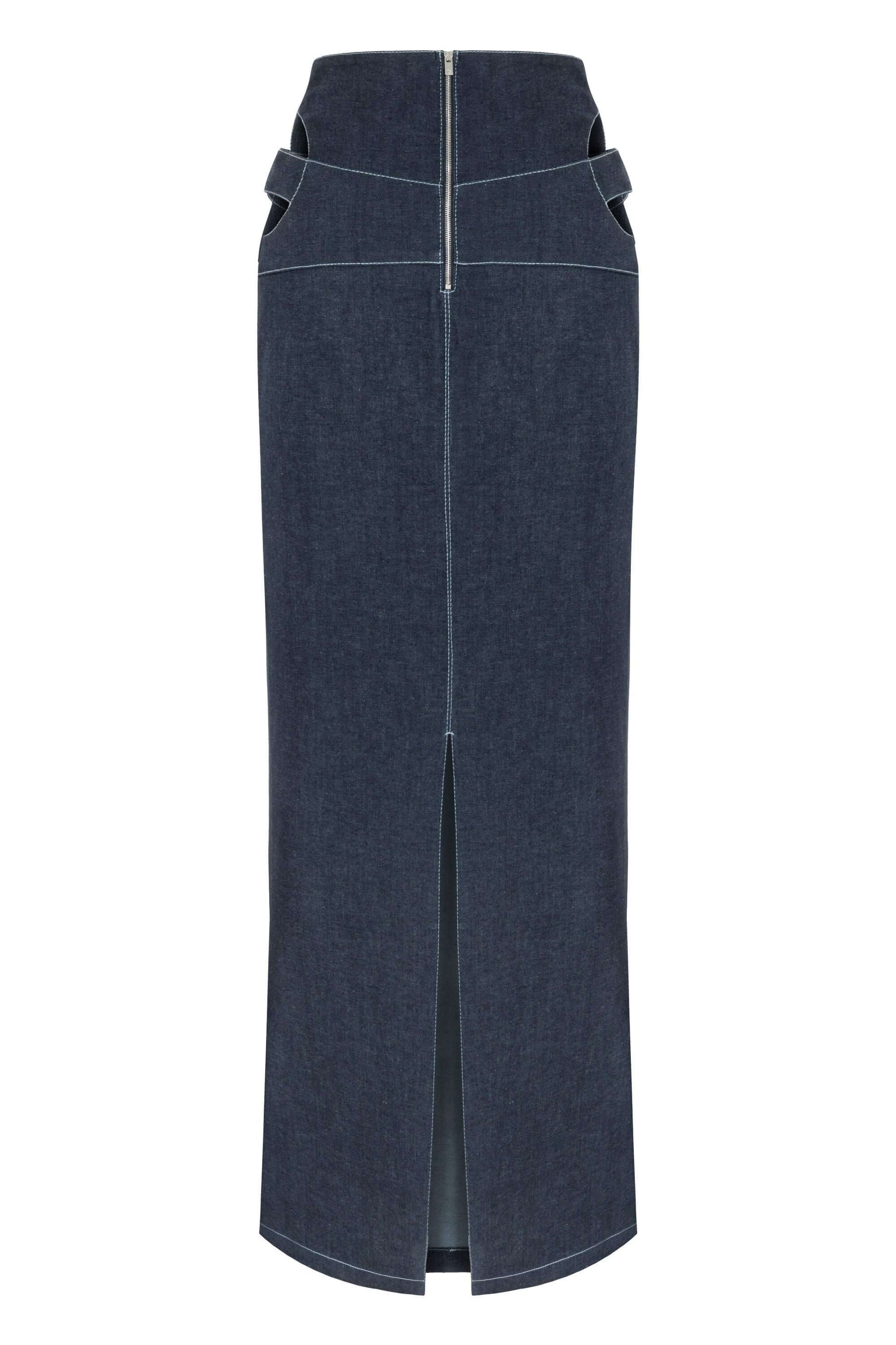 JENDUE Vonk Cut Out Denim Skirt - Stylish Women's Maxi