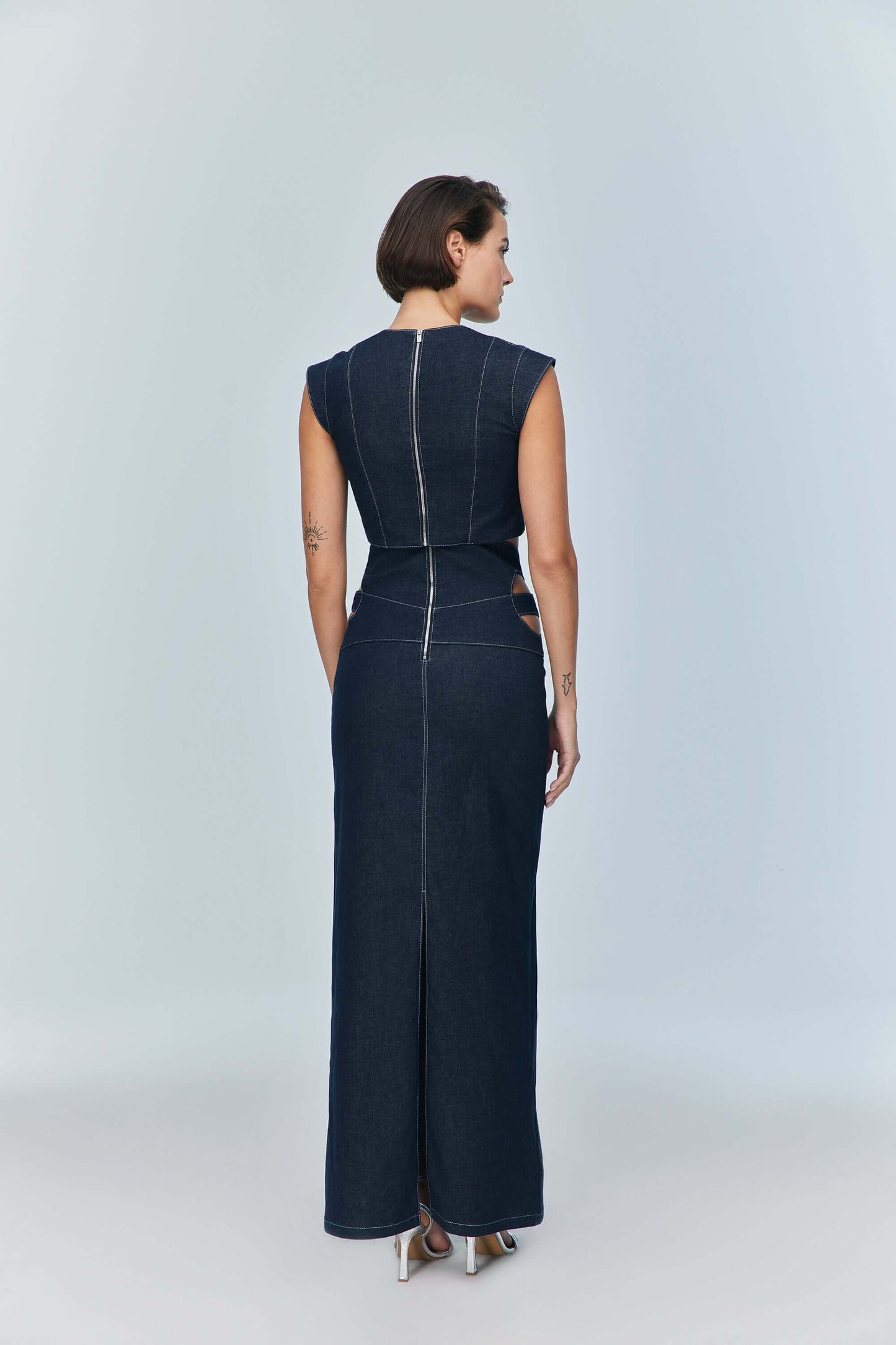JENDUE Vonk Cut Out Denim Skirt - Stylish Women's Maxi