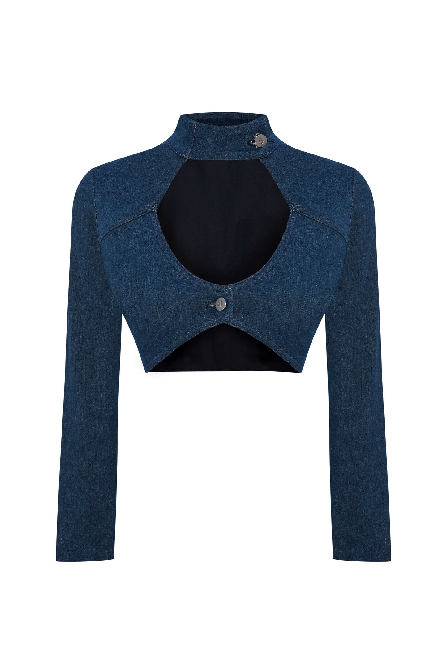JENDUE Whispers Denim Crop Top - Unique Cutout Design