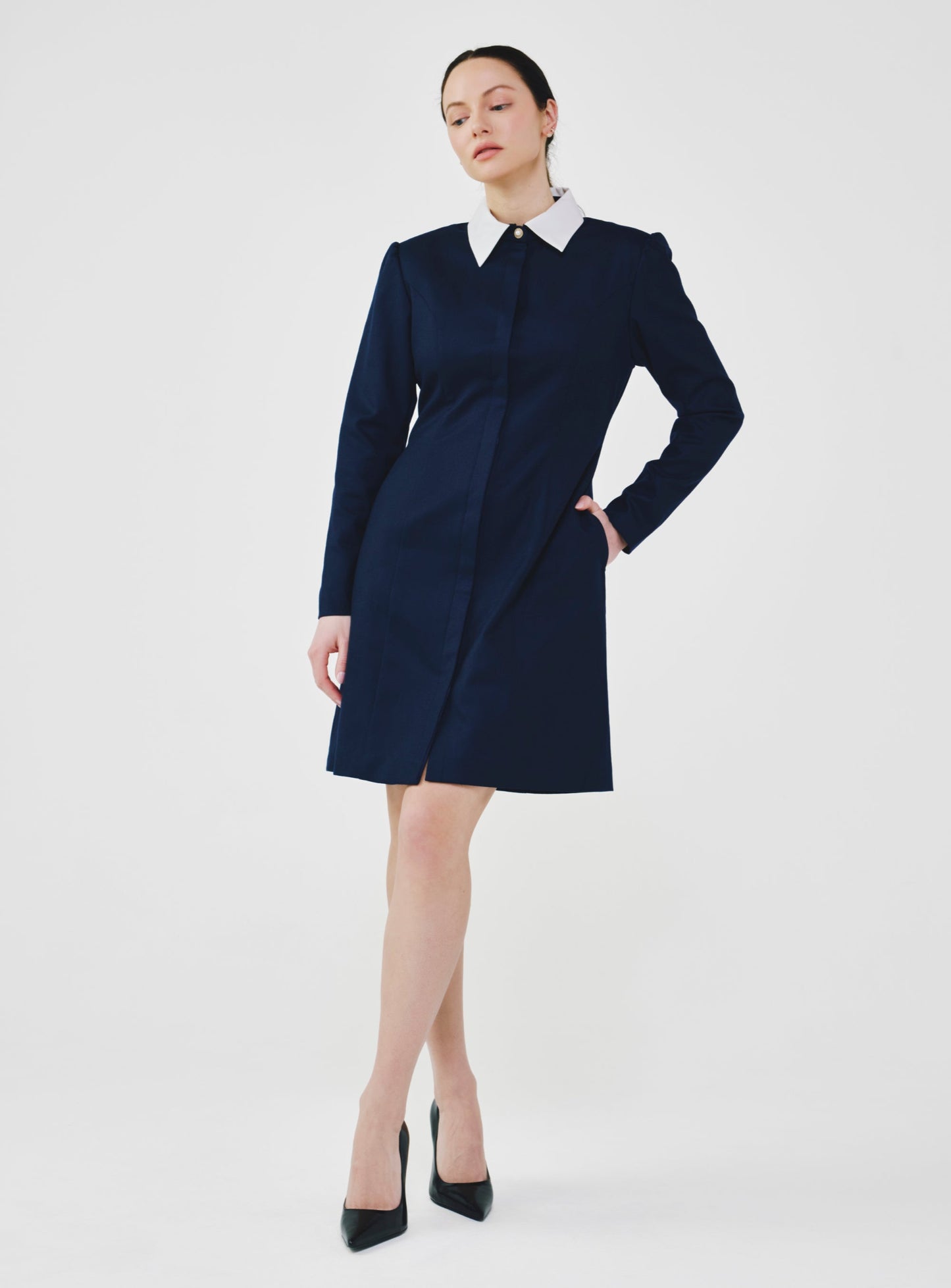 Long Sleeve Wool Shirt Dress