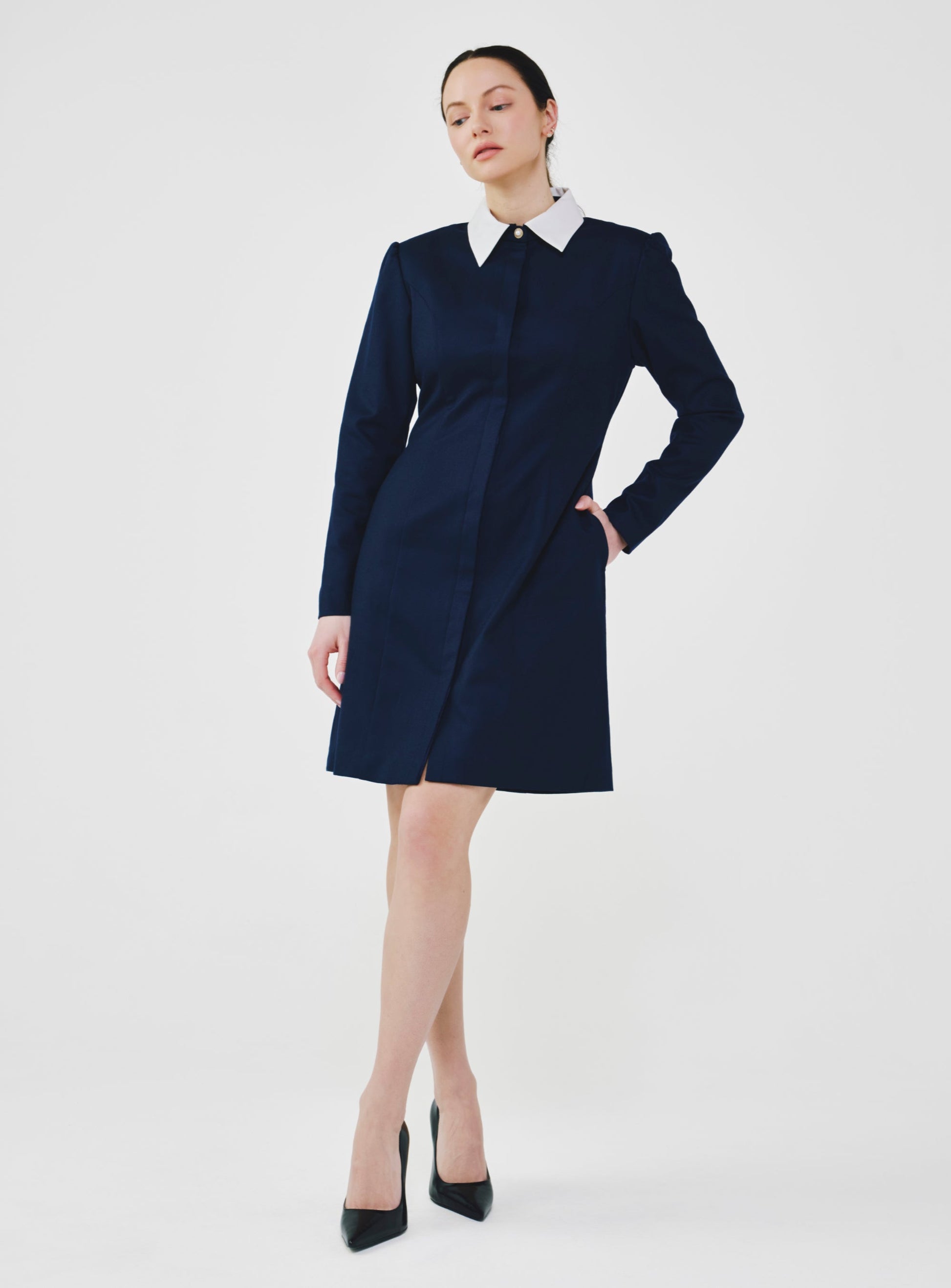 Long Sleeve Wool Shirt Dress