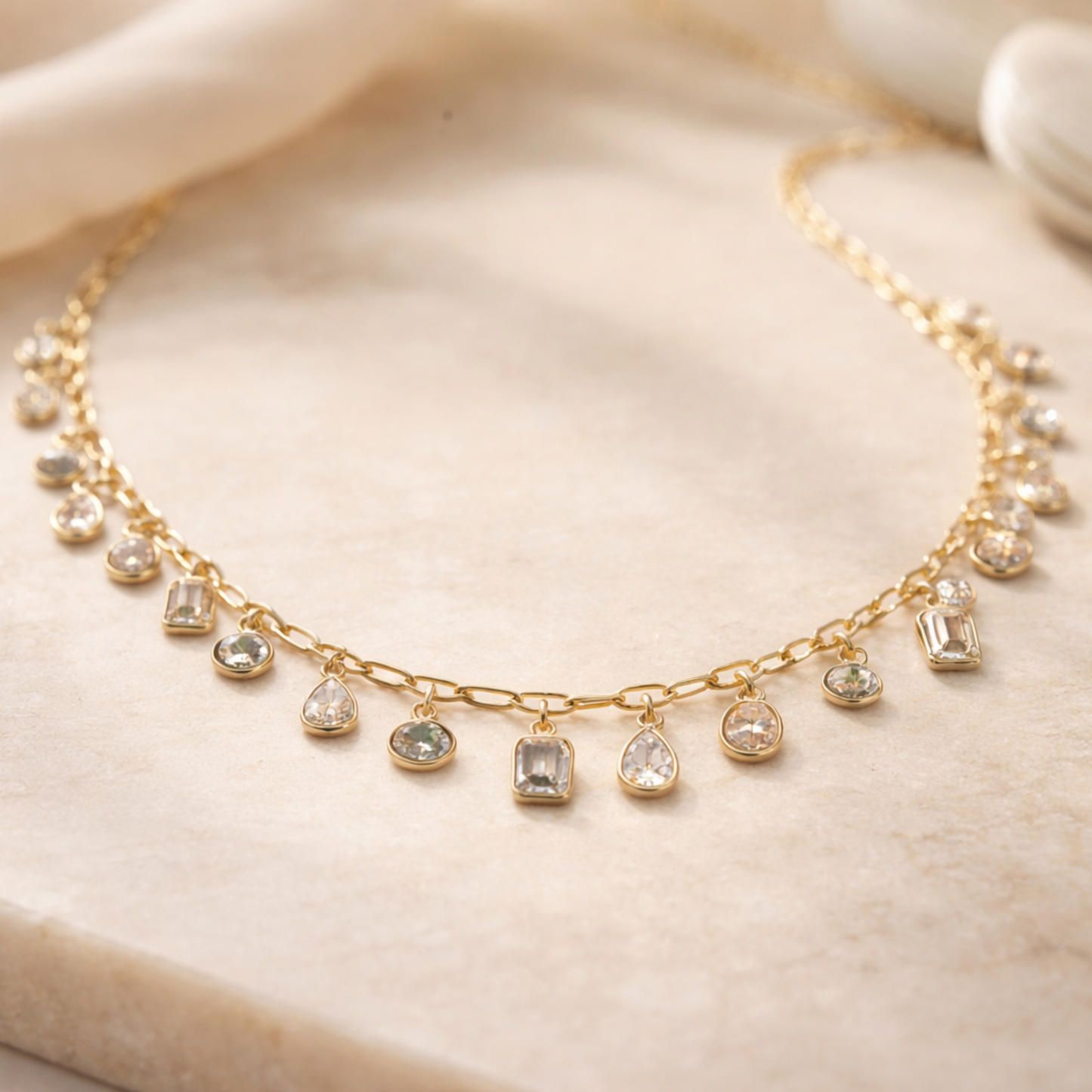 Mixed Drop Diamond Necklace