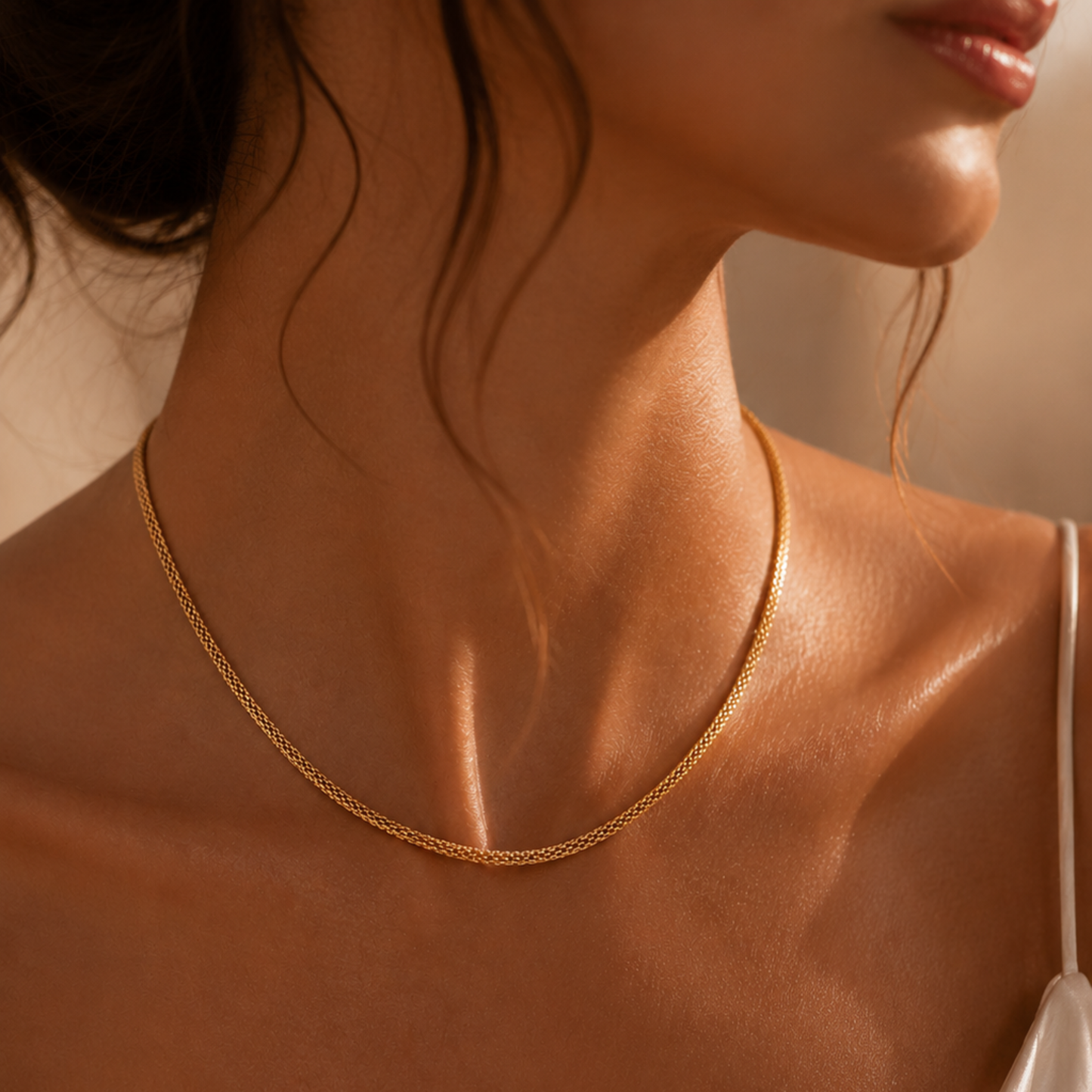 Gilded Mesh Chain Necklace