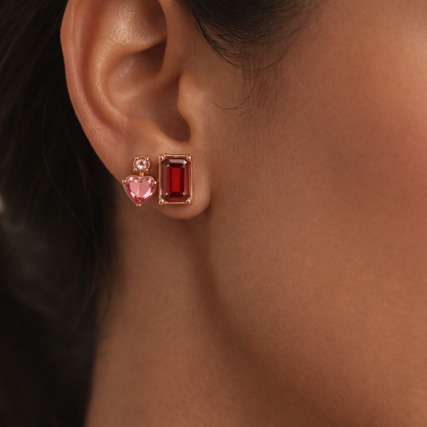 Red Heart Stud Earrings