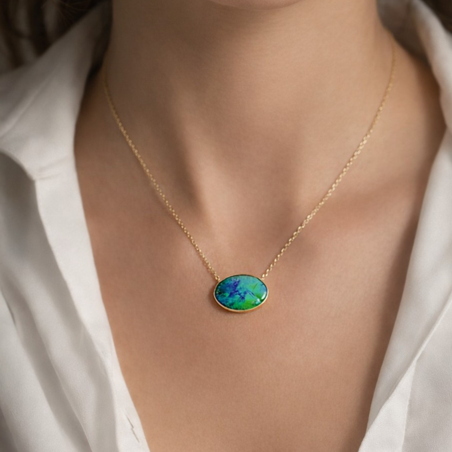 Large Opal Pendant Necklace