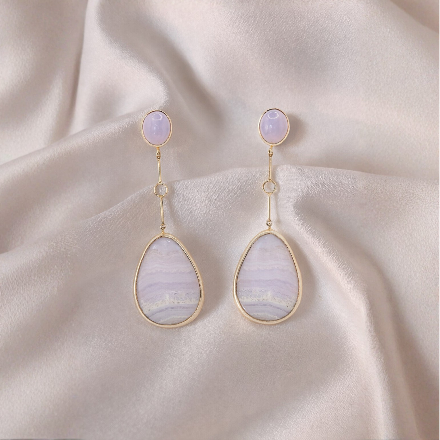 Blue Lace Agate Drop Earrings