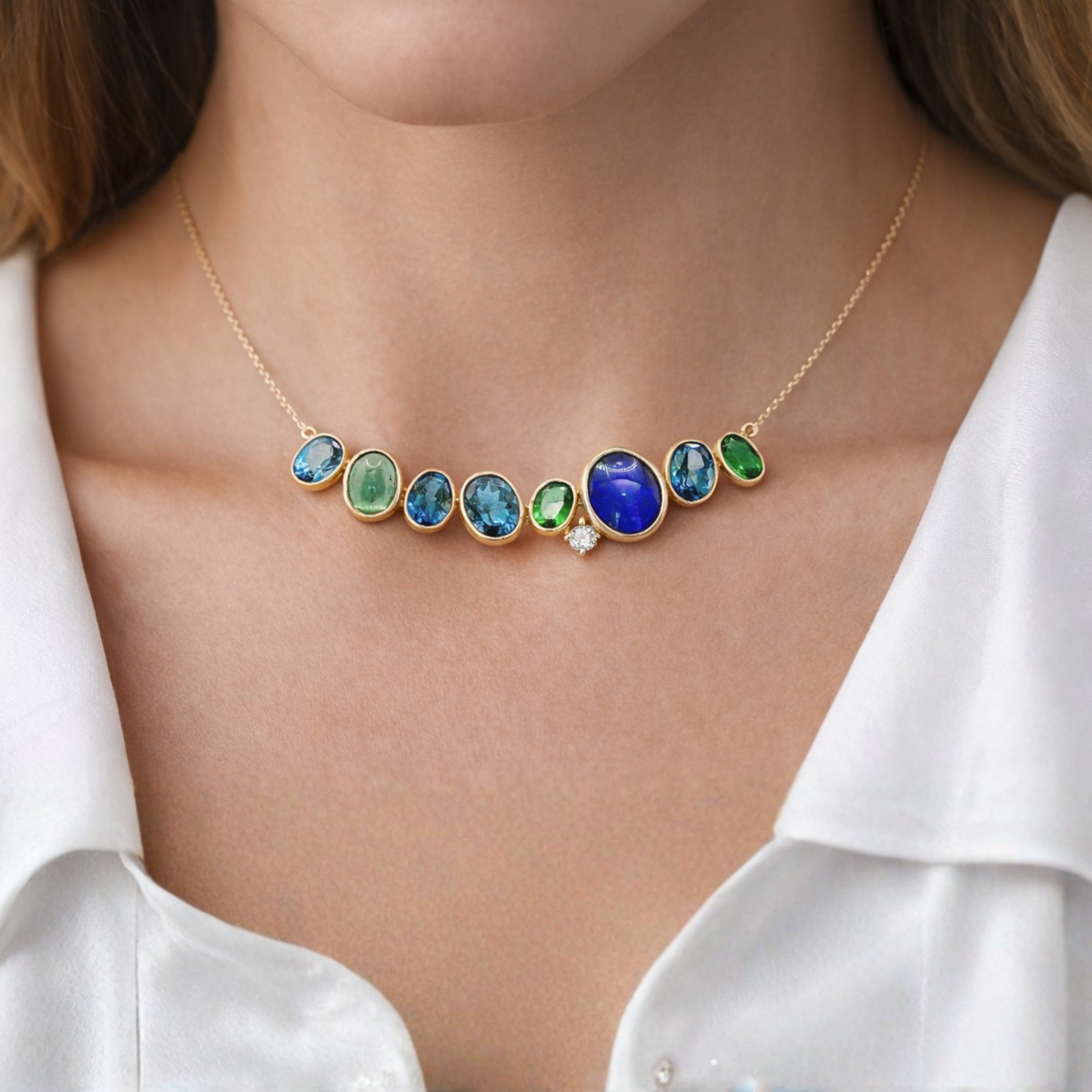 Blue Opal Bar Necklace