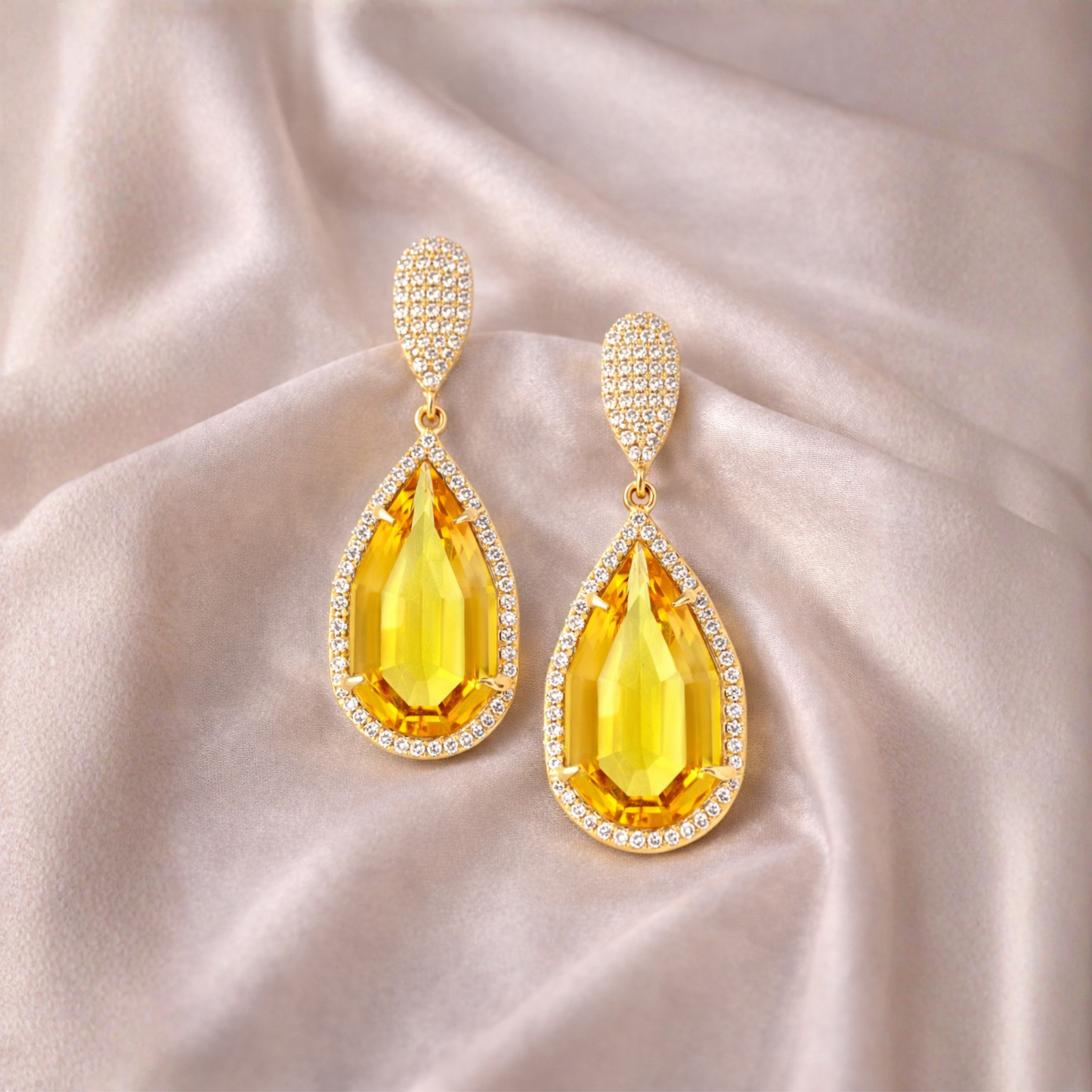 18K Gold Pear Prism Earrings