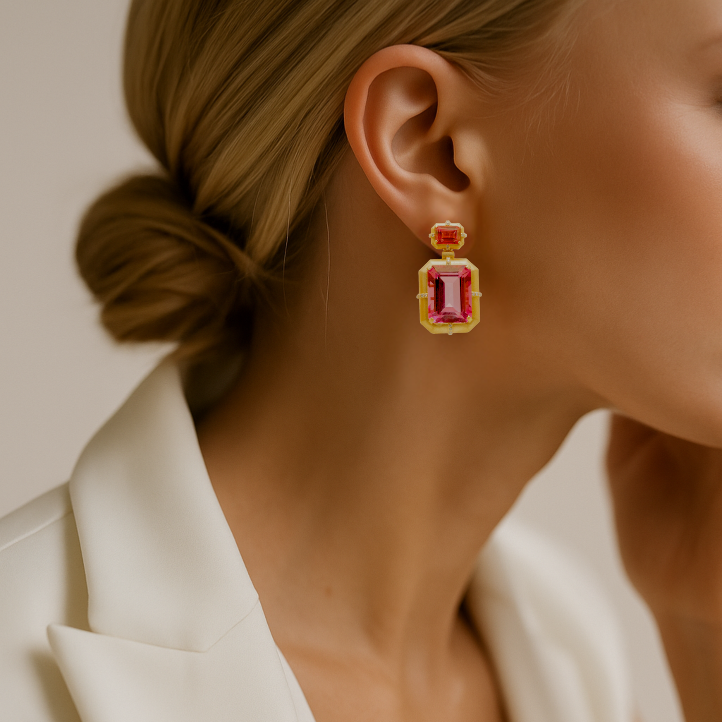 Pink Topaz Soleil Rosé Earrings