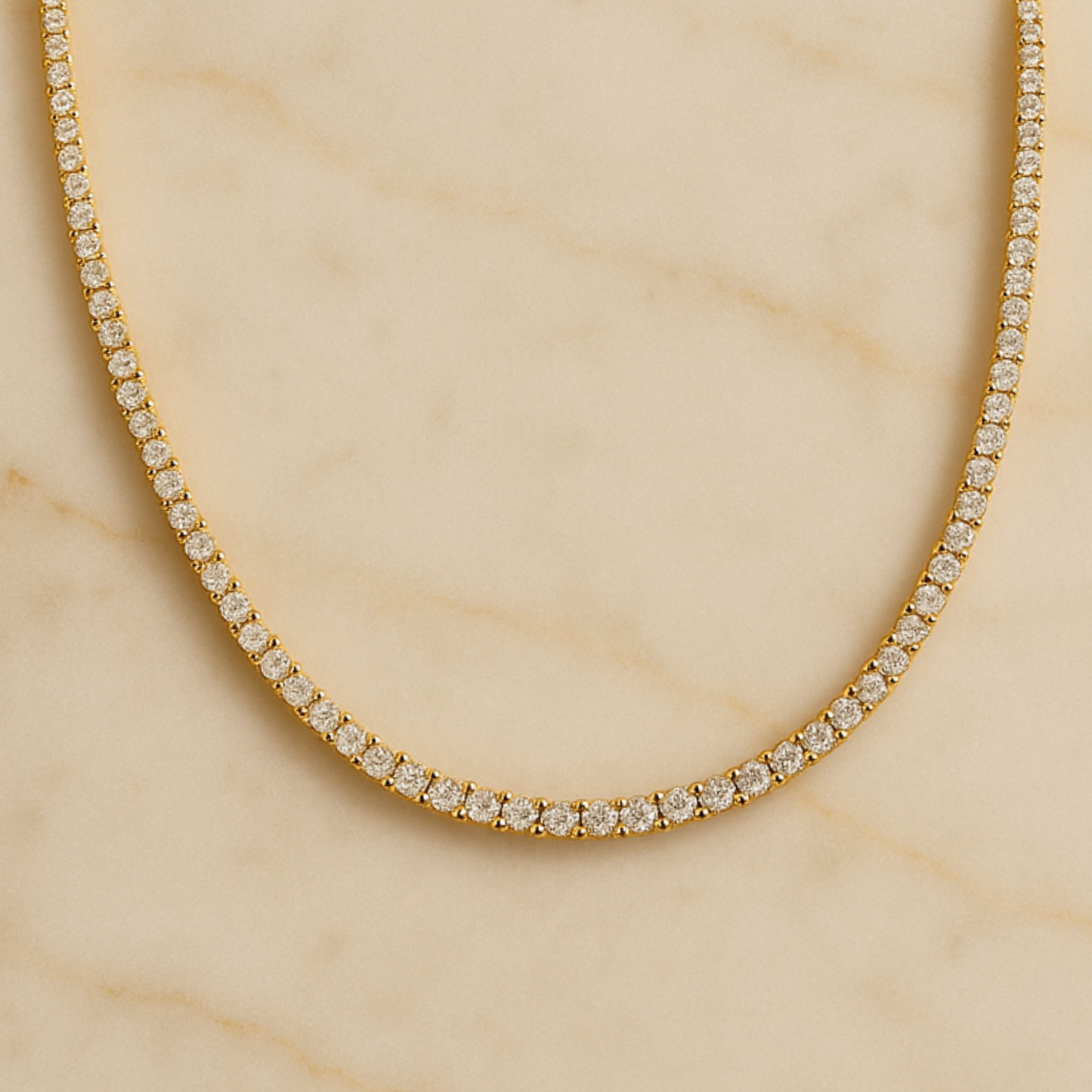 14K Gold Diamond Tennis Necklace