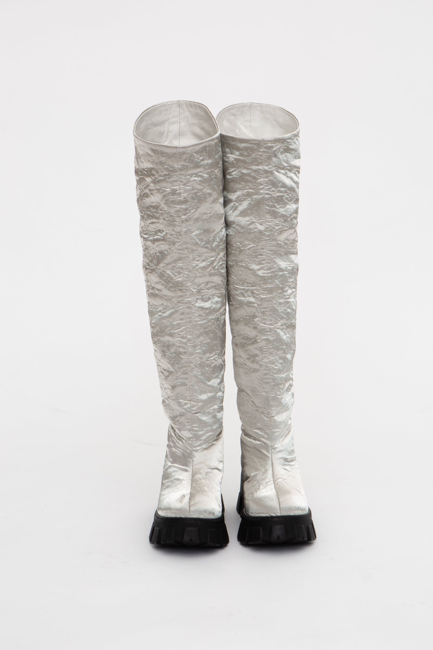 Handmade Boots Silver Metall High