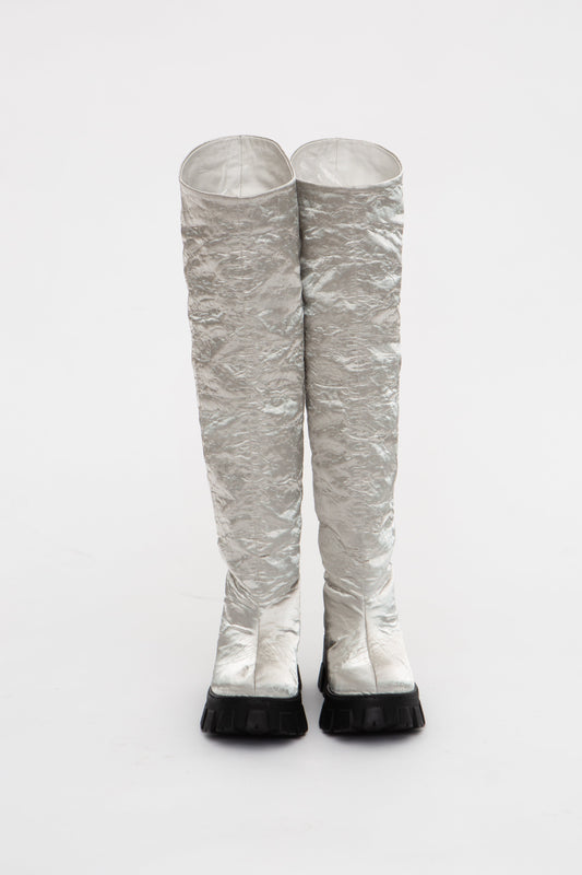 Handmade Boots Silver Metall High