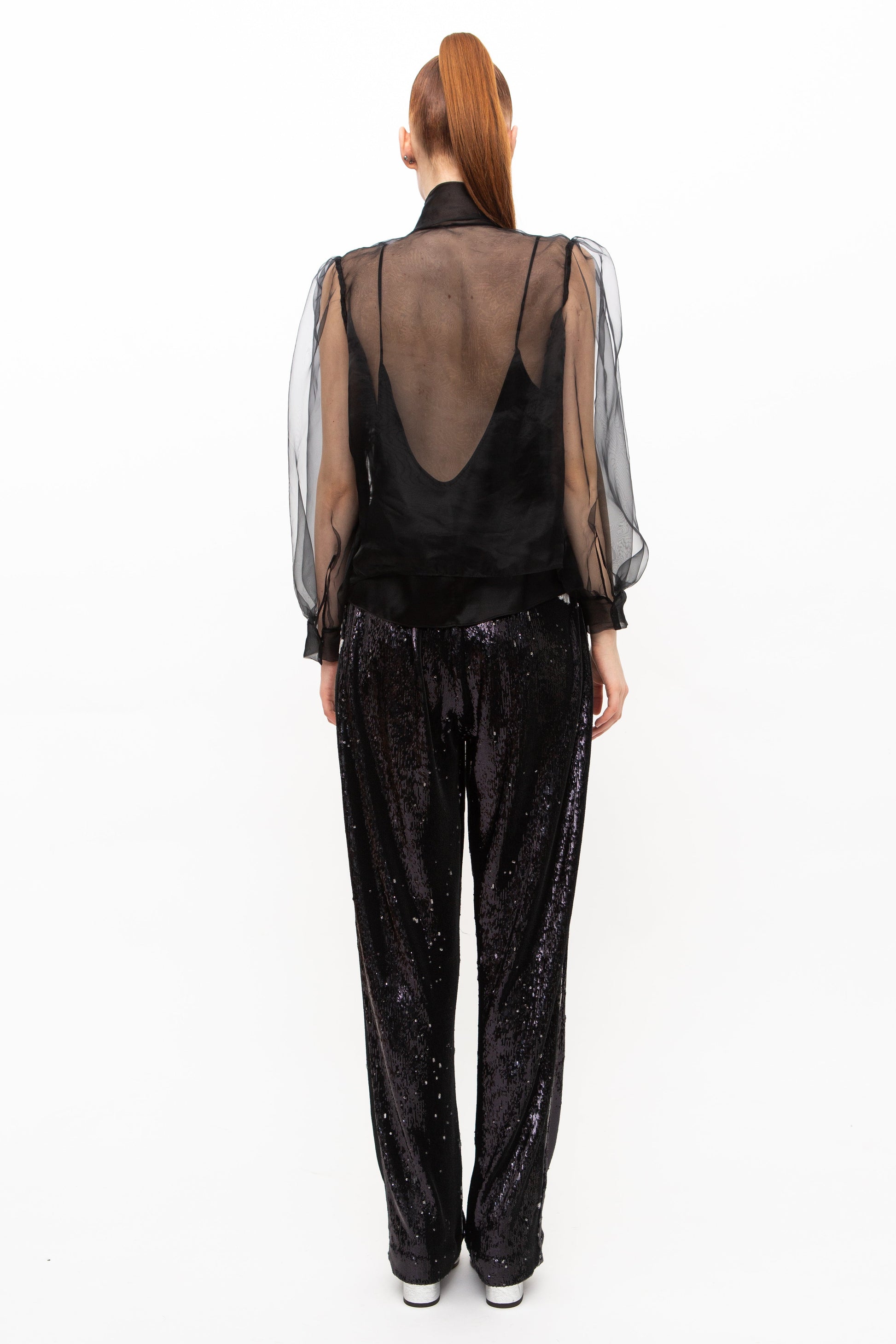 Blouse Sheer Embroidered Black