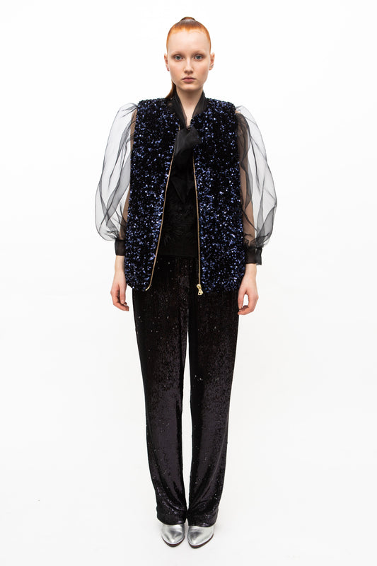 Vest Sequins Dark Blue