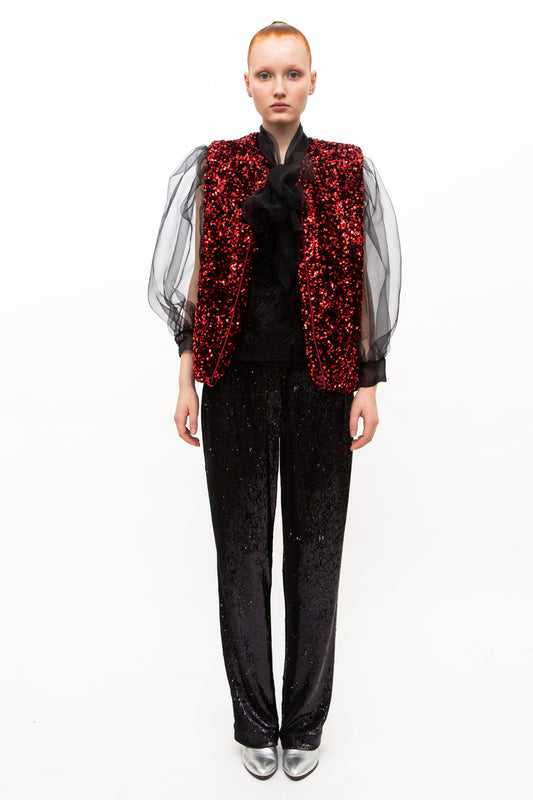 Vest Sequins Red
