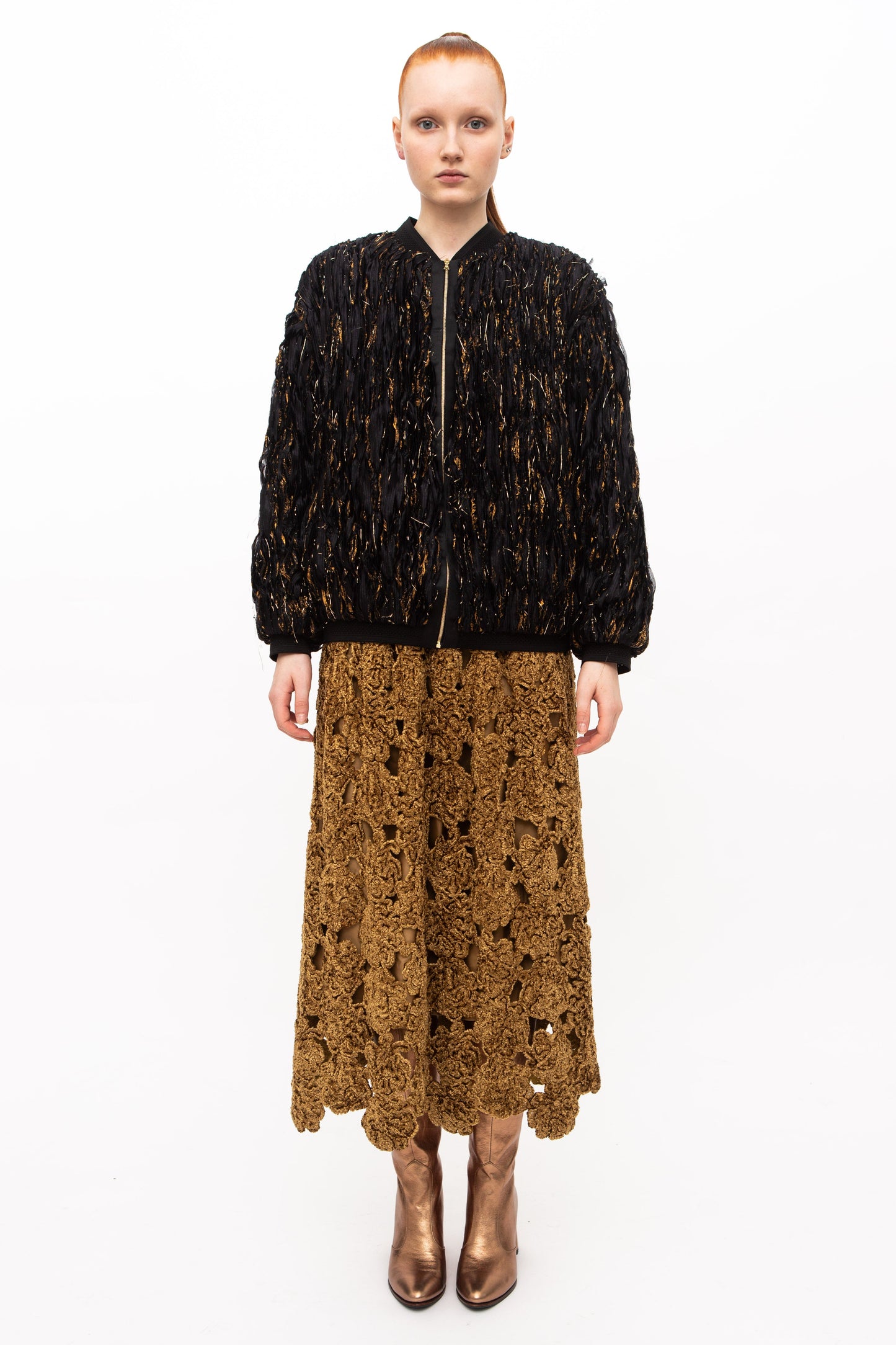 Bomber Jacket Silk Black Gold