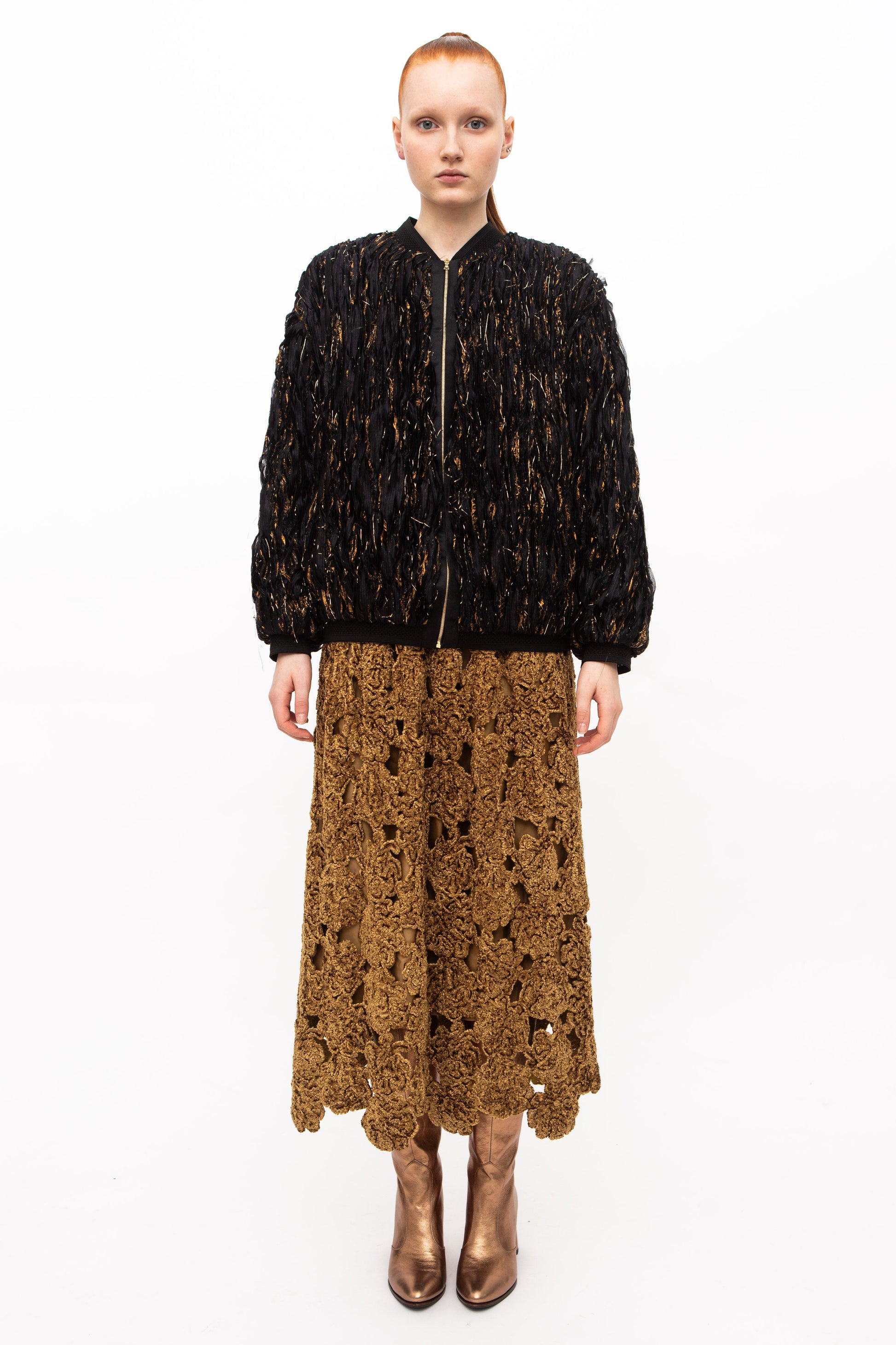 Bomber Jacket Silk Black Gold