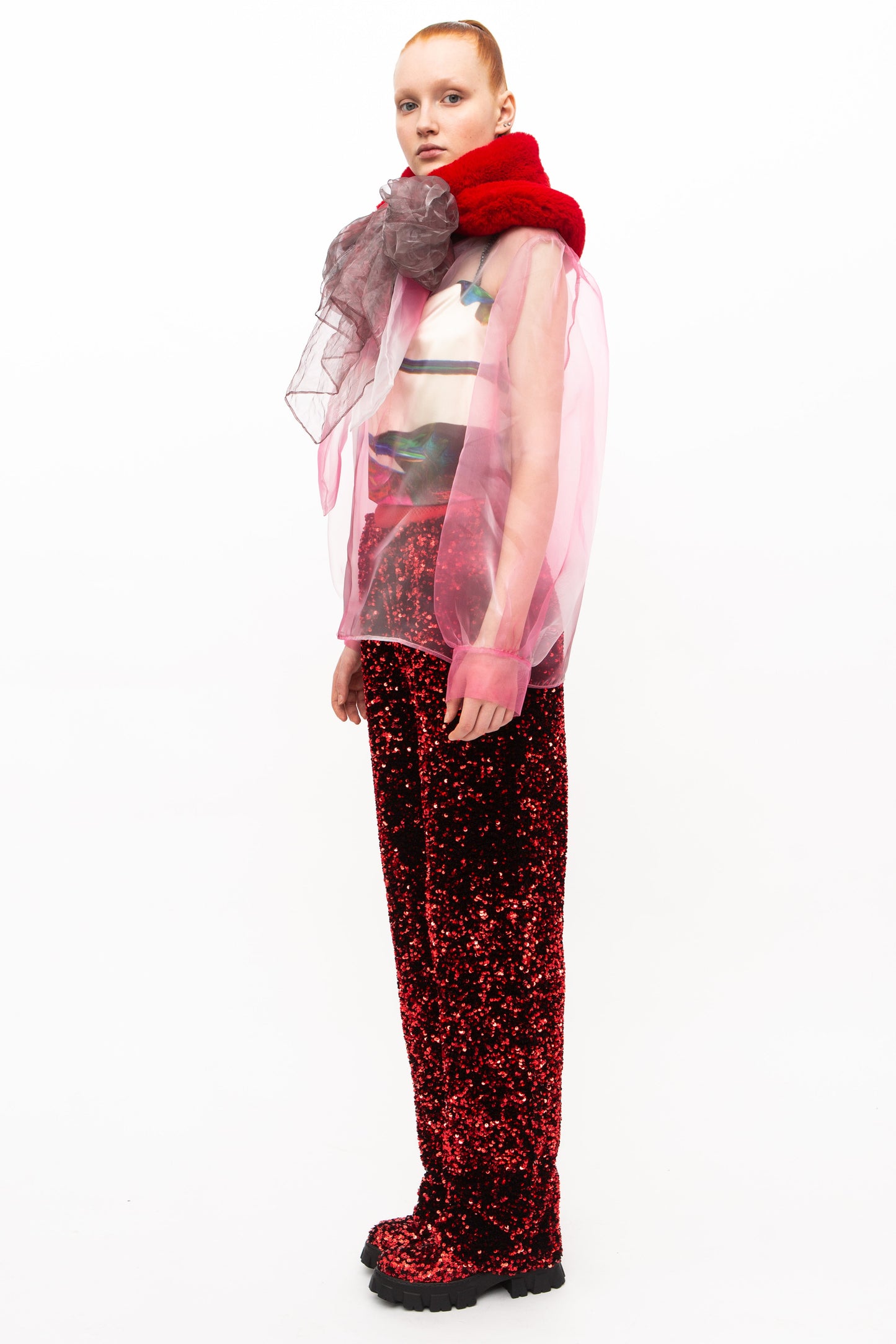Scarf Faux Fur Red