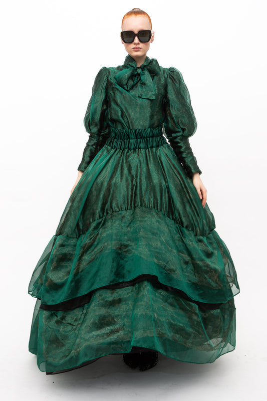 Dress Dark Green Unique Handmade